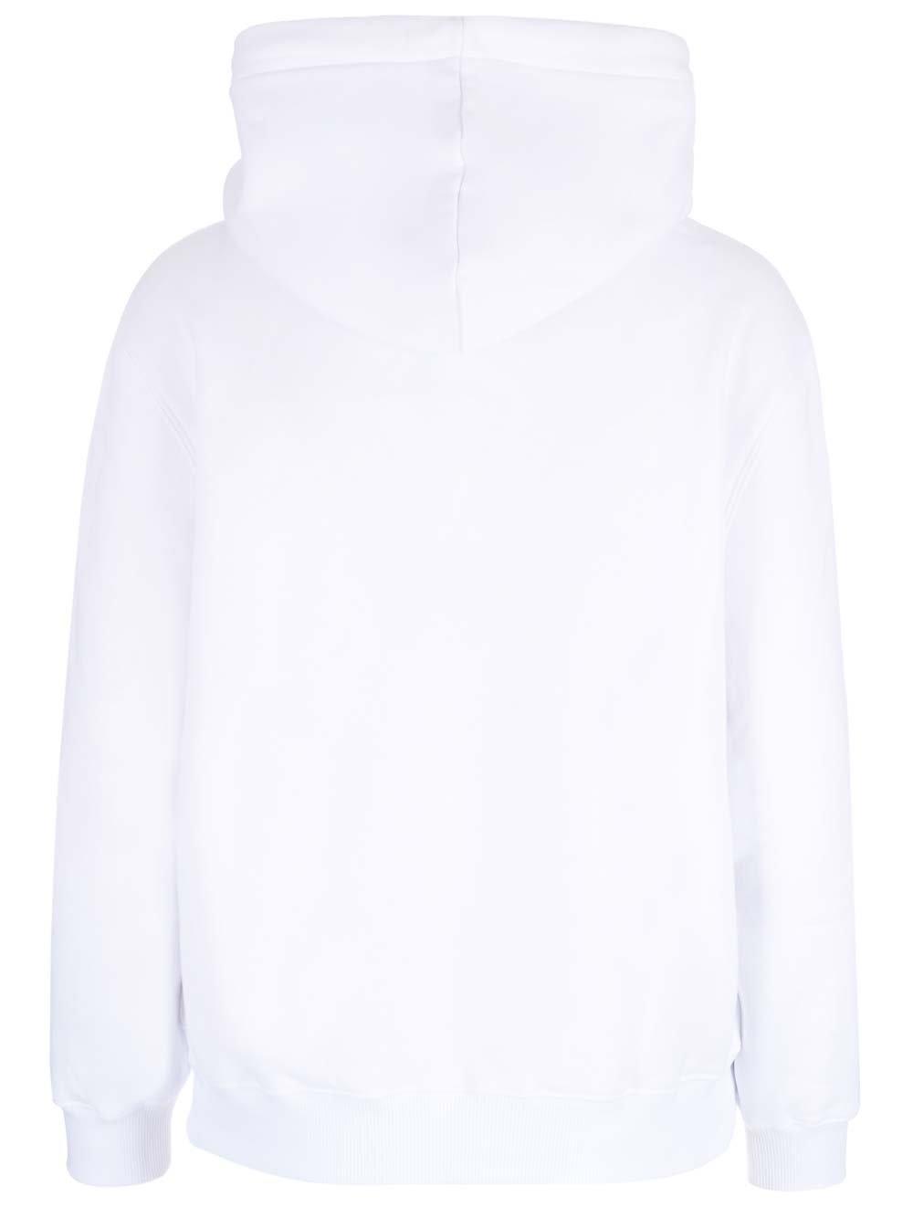 Shop Lanvin Logo Embroidered Hooded Sweatshirt In Optic White