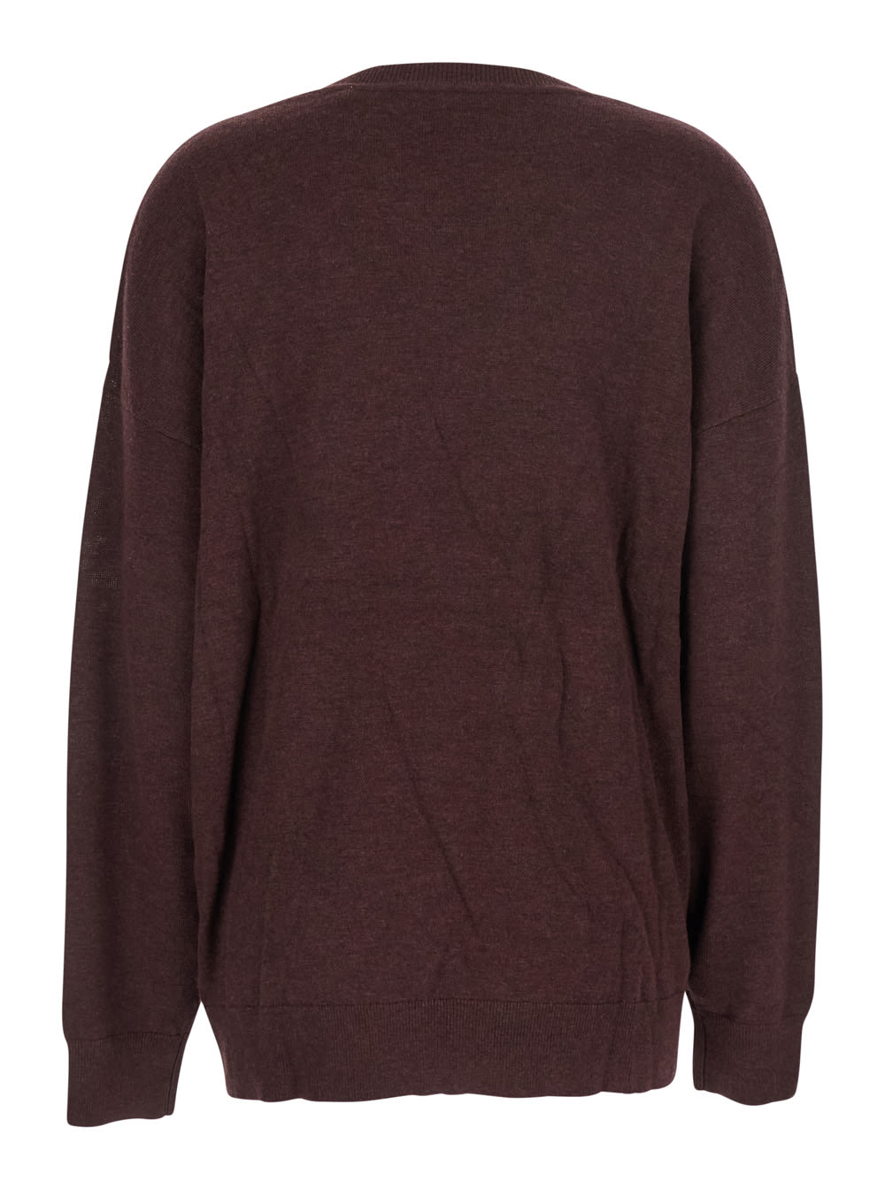 Isabel Marant Bordeaux V-neck Sweater With Ring Detail At The Waist In Fabric Woman In Brown