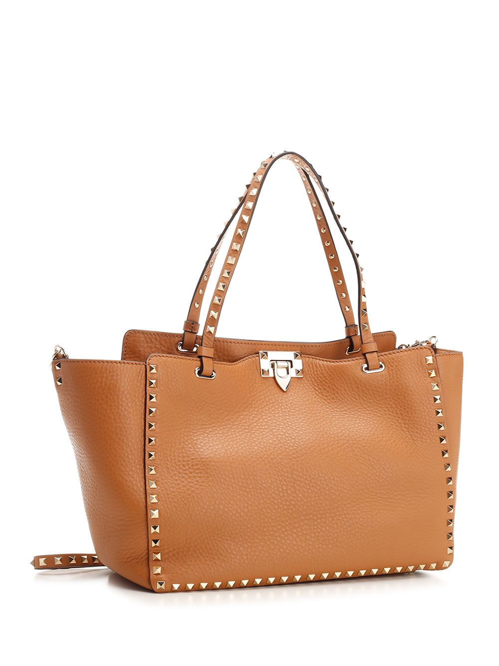 Shop Valentino Rockstud Medium Shopping Bag In Beige