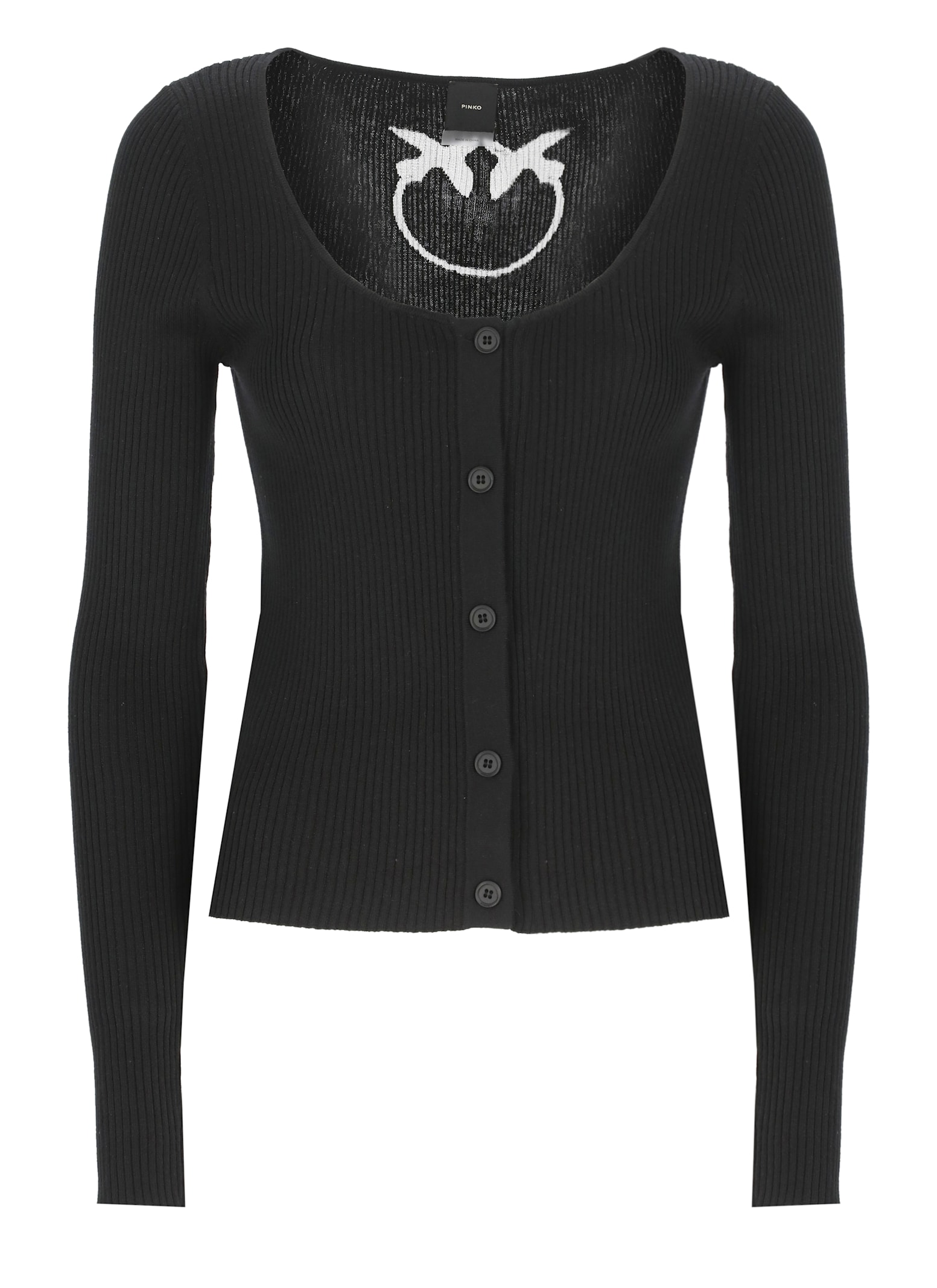 Pinko Cropped Cardigan With Bird Logo On The Back