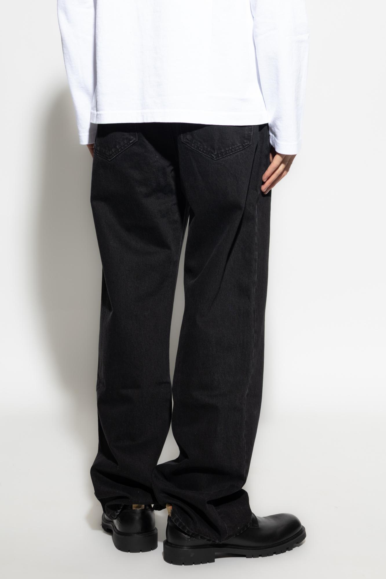 Jacquemus Straight Denim Pants Featuring Belt Loops In Black