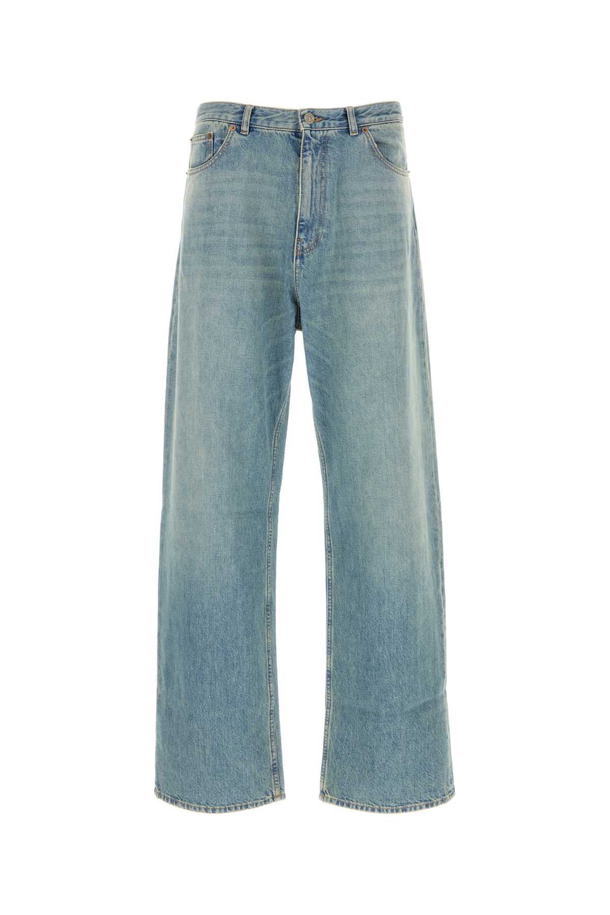 Valentino Rolled Cuffs Denim Trousers In Blue