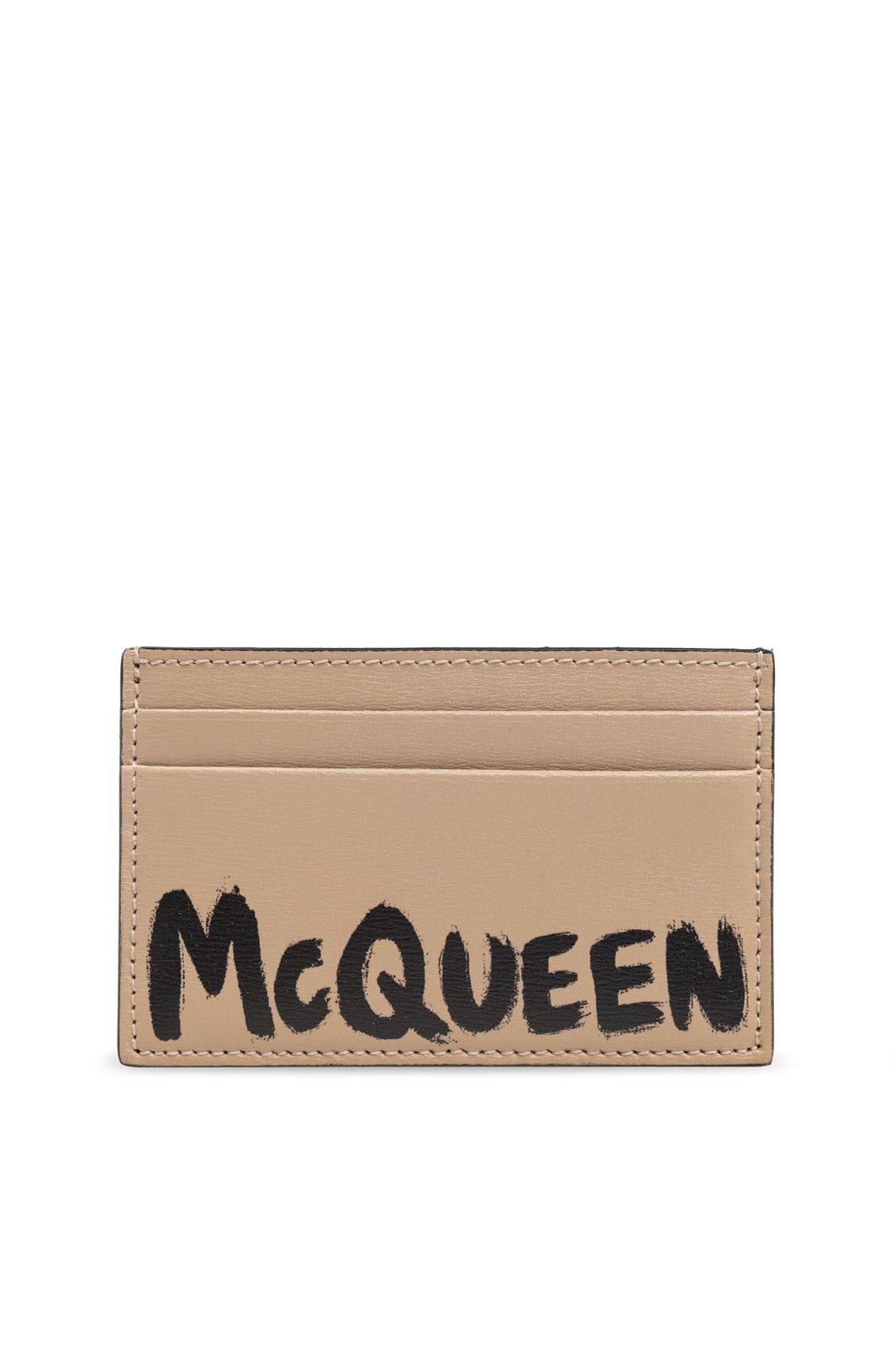 Shop Alexander Mcqueen Logo Card Holder In Beige