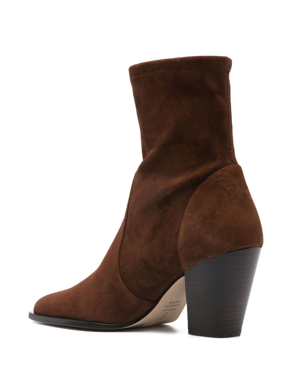 Stuart Weitzman Yuliana Pointed-toe Sock Boots In Brown