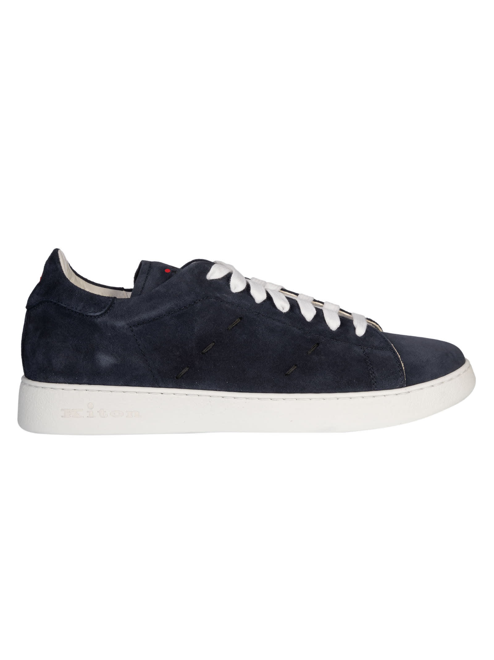 Shop Kiton Sewed Detail Low Sneakers In Blue