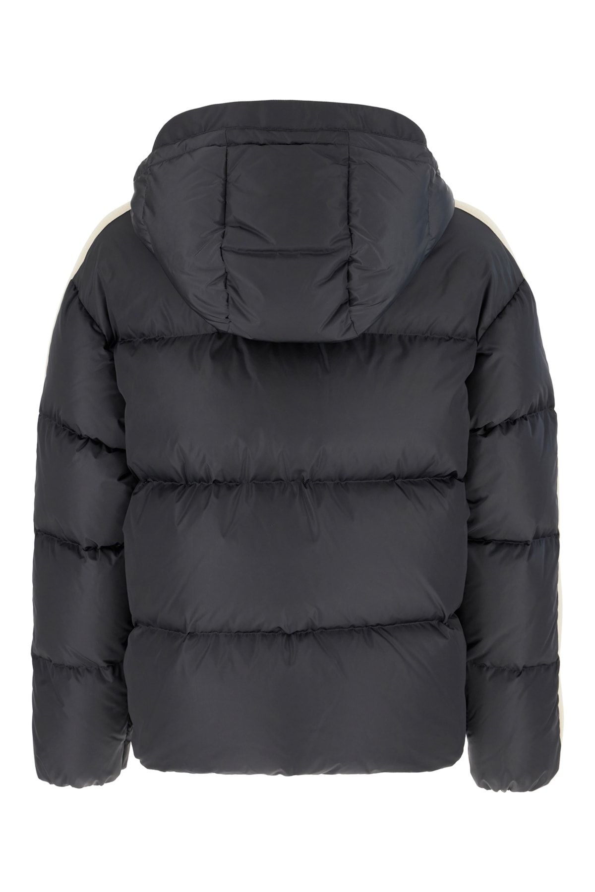 Shop Palm Angels Charcoal Nylon Down Jacket In Dark Grey Off White