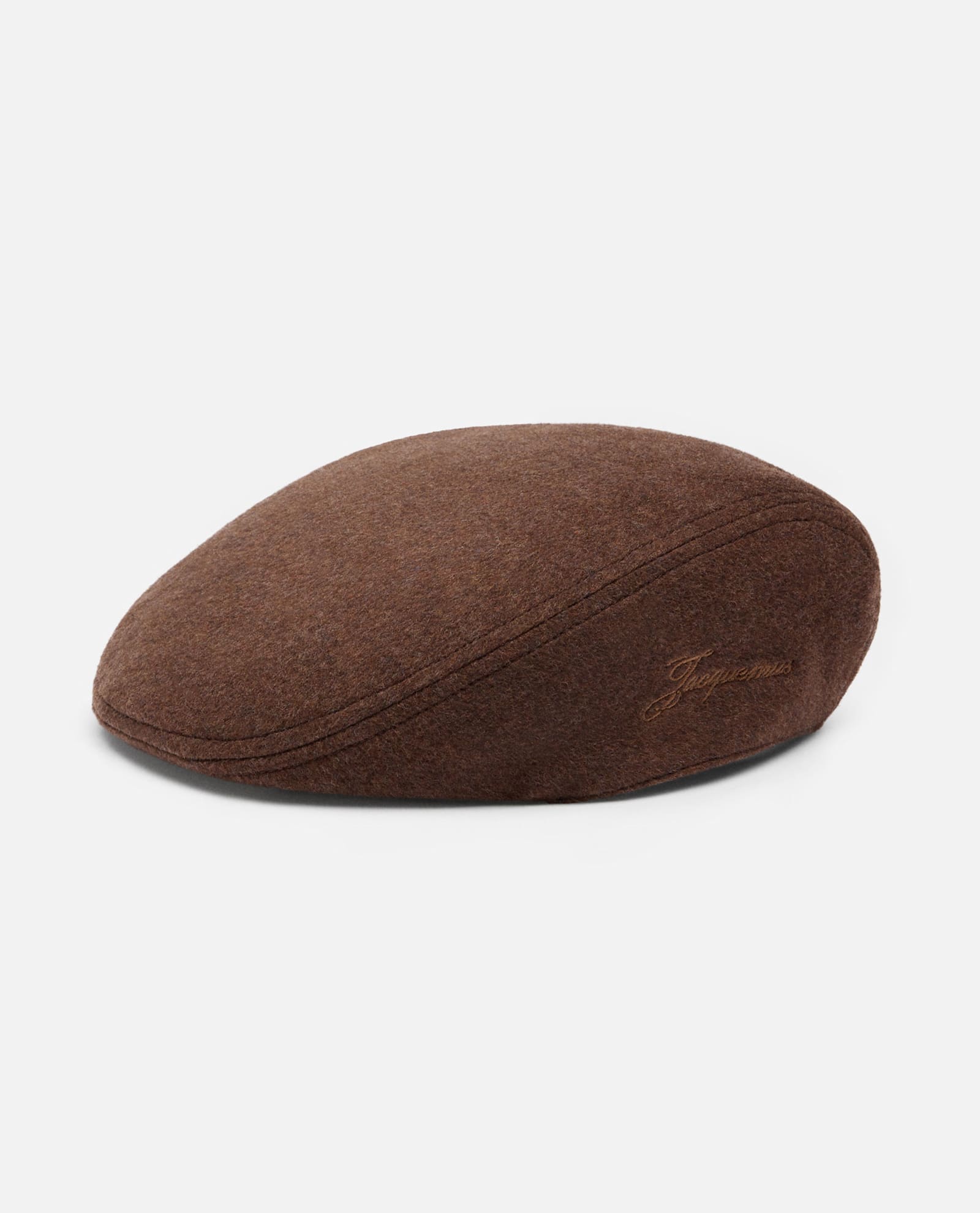 Jacquemus Dark Brown Embroidered Flat Beret Hat In Brown