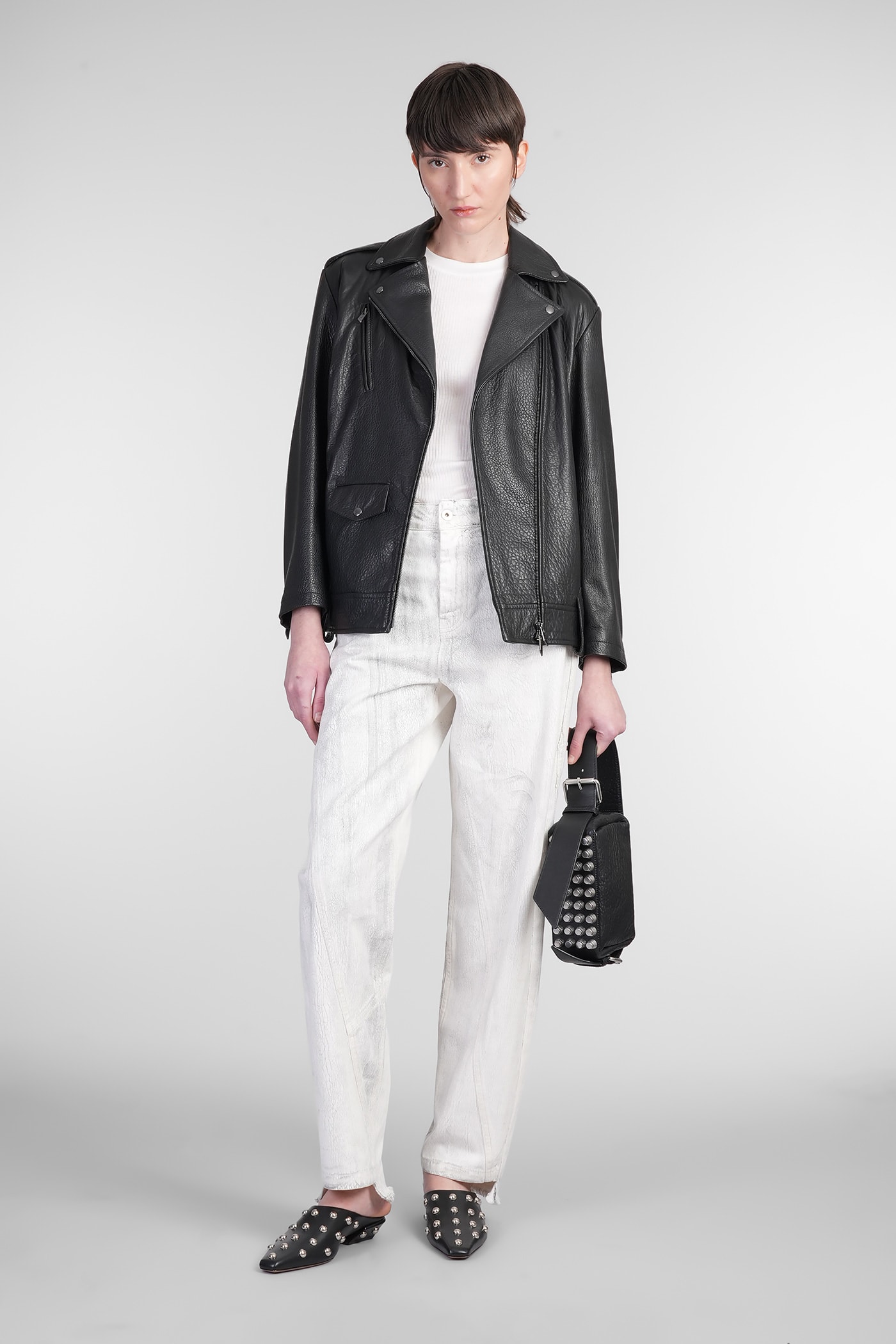 Salvatore Santoro Biker Jacket In Black Leather In Black