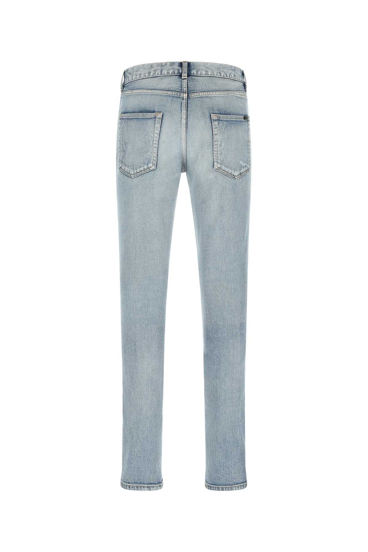 Saint Laurent Light Blue Stretch Denim Jeans In 4568