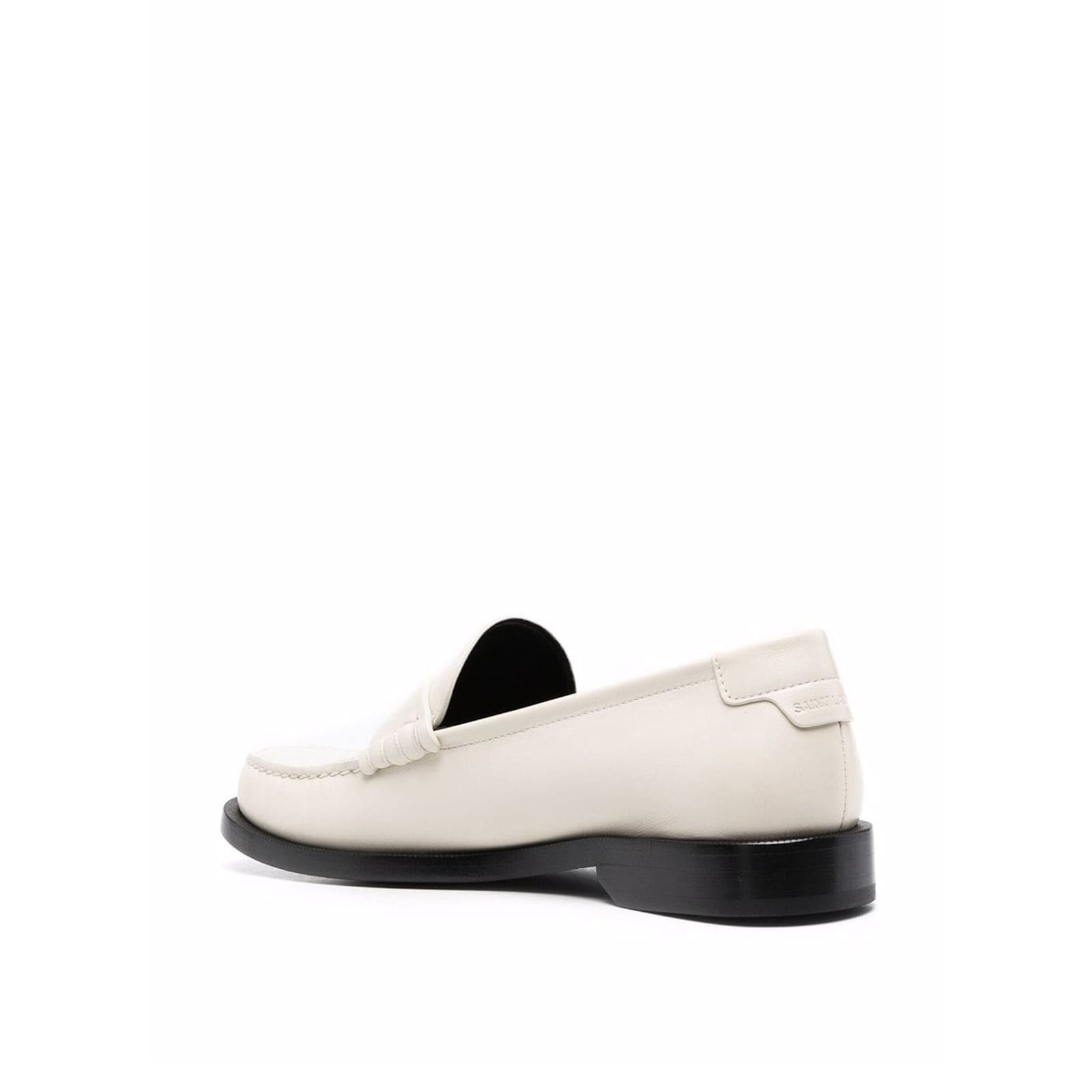 Shop Saint Laurent Leather Loafers In White