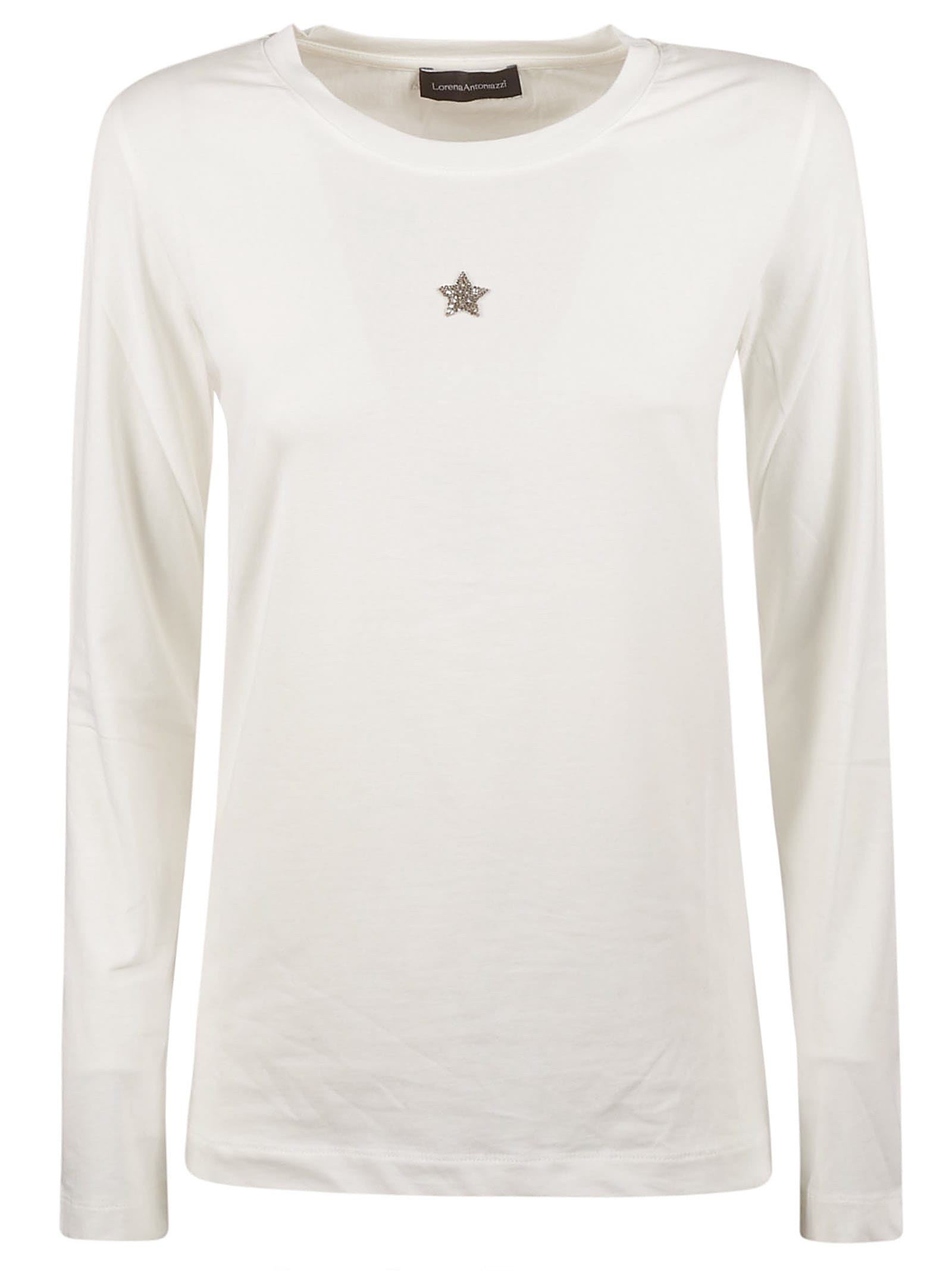 Star Applique Round Neck Long-sleeved T-shirt