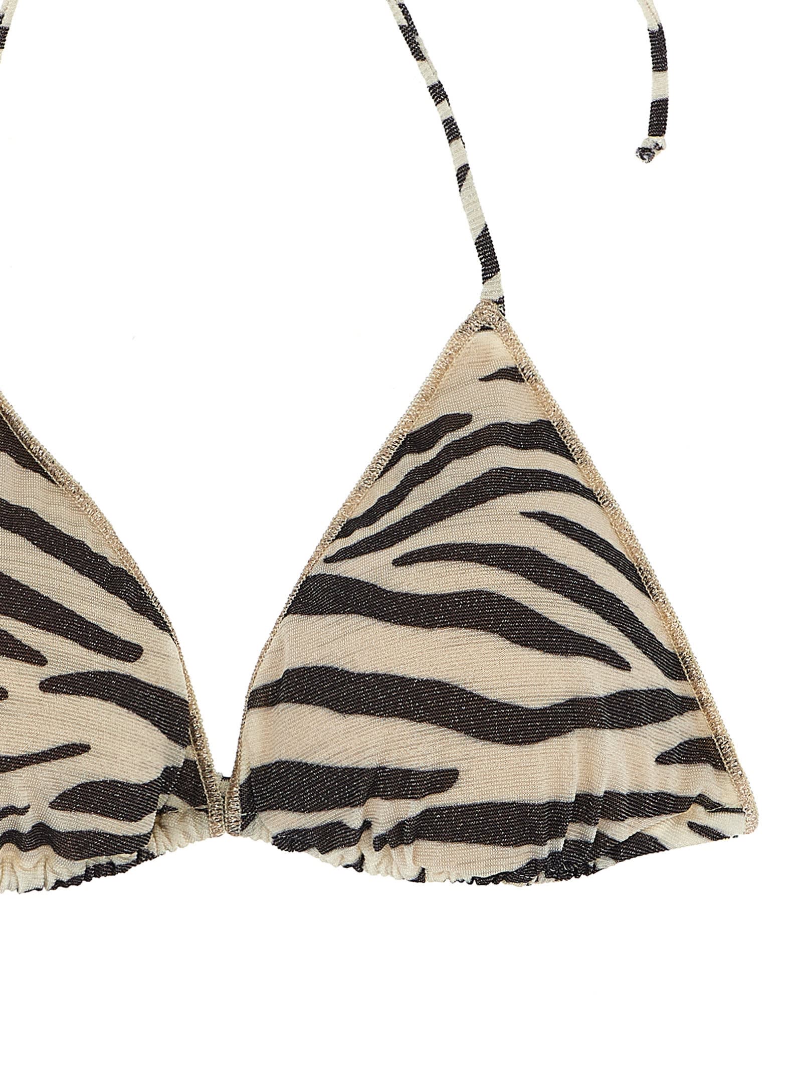 Mc2 Saint Barth Zebra-print Triangle Bikini Top