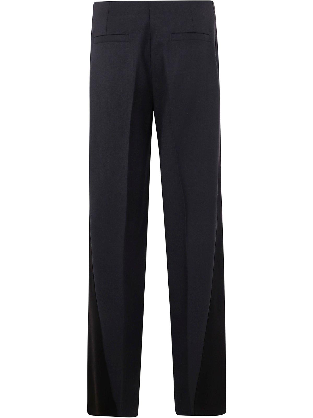Pinko Wide-leg Stretch Cotton Trousers In Limousine Black