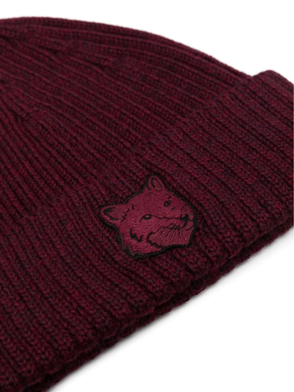 Shop Maison Kitsuné Bold Fox Head Beanie In Redstar