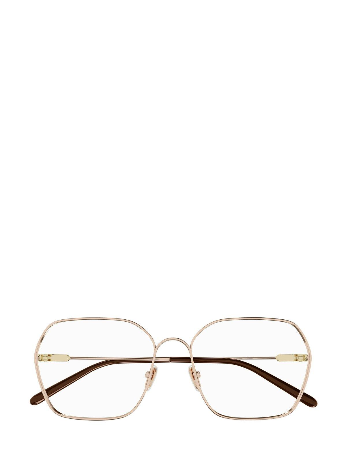 Chloé Metal Geometric-frame Glasses In Gold