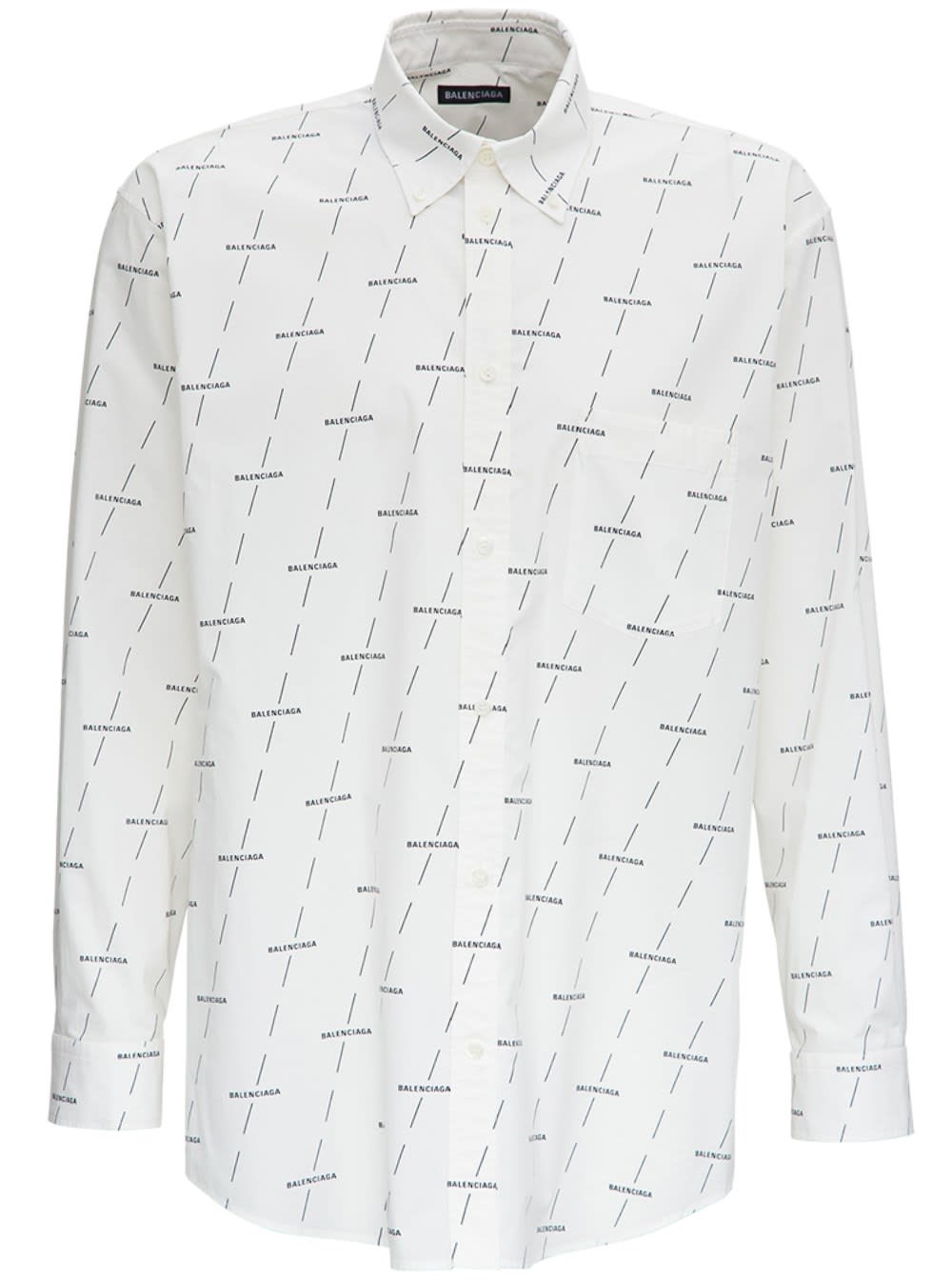 Balenciaga Cotton Shirt With Allover Logo Print