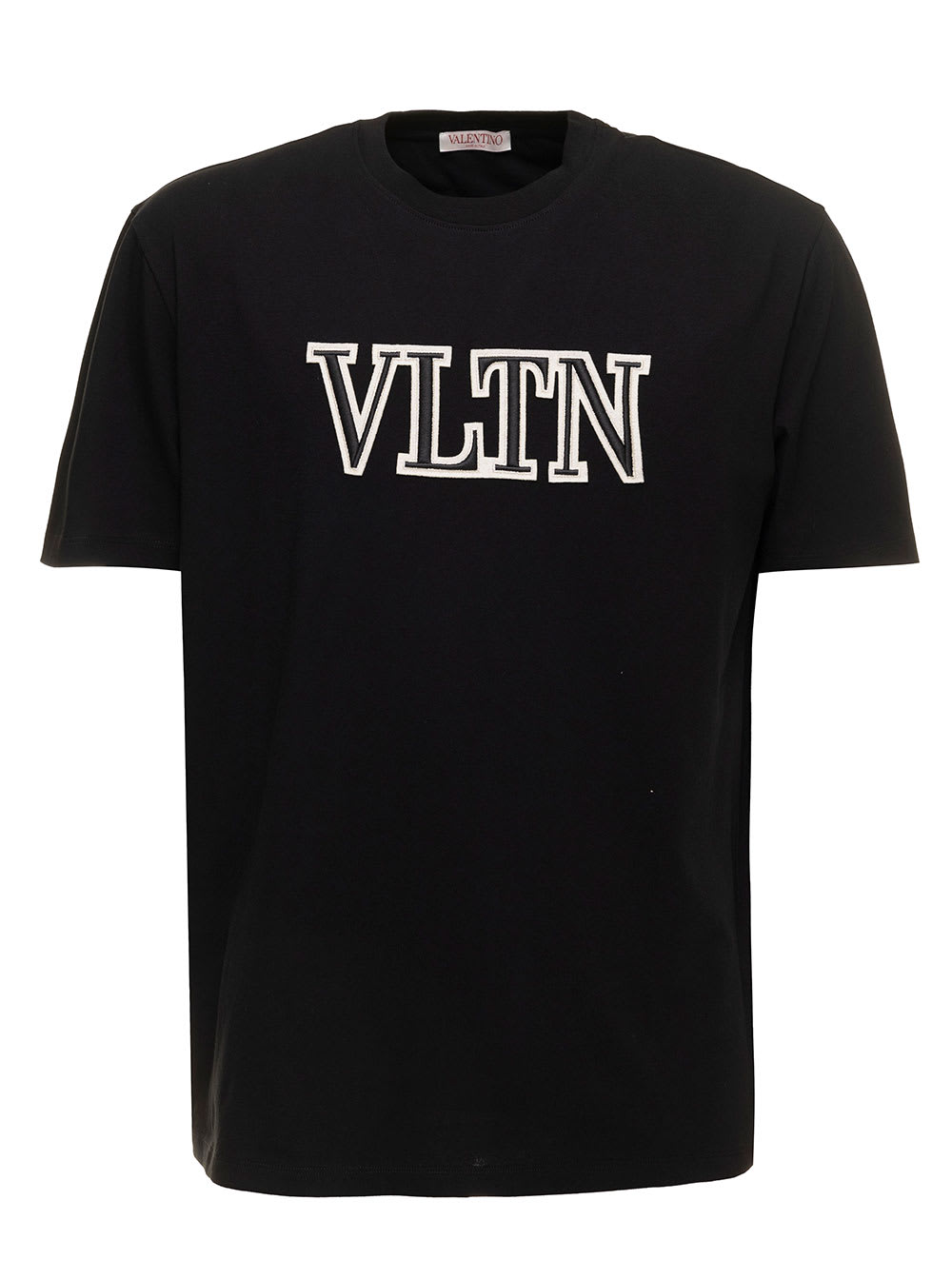 Valentino Mans Black Cotton T-shirt With Logo Print