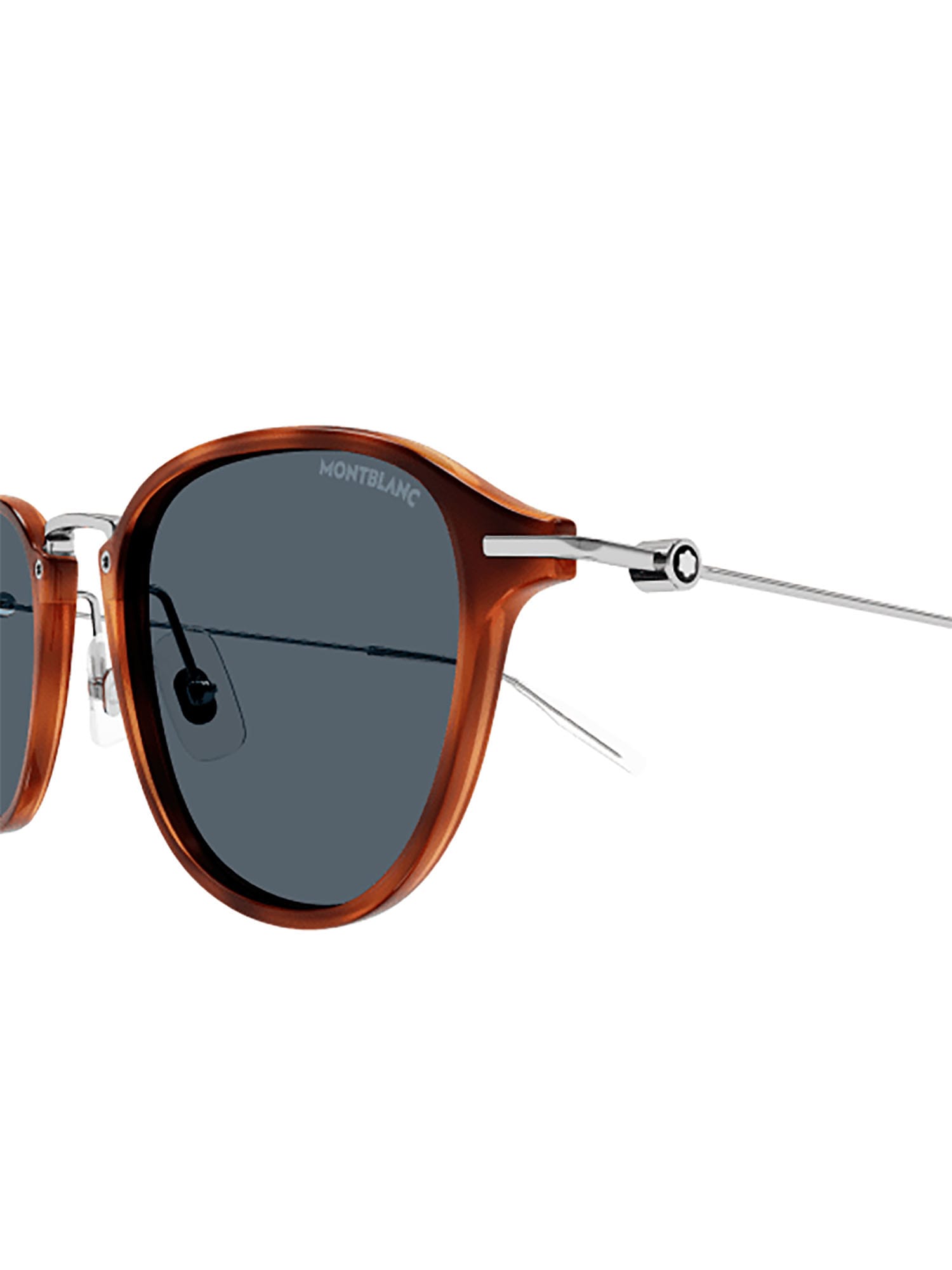 Shop Montblanc Mb0155s Sunglasses In Havana Silver Grey
