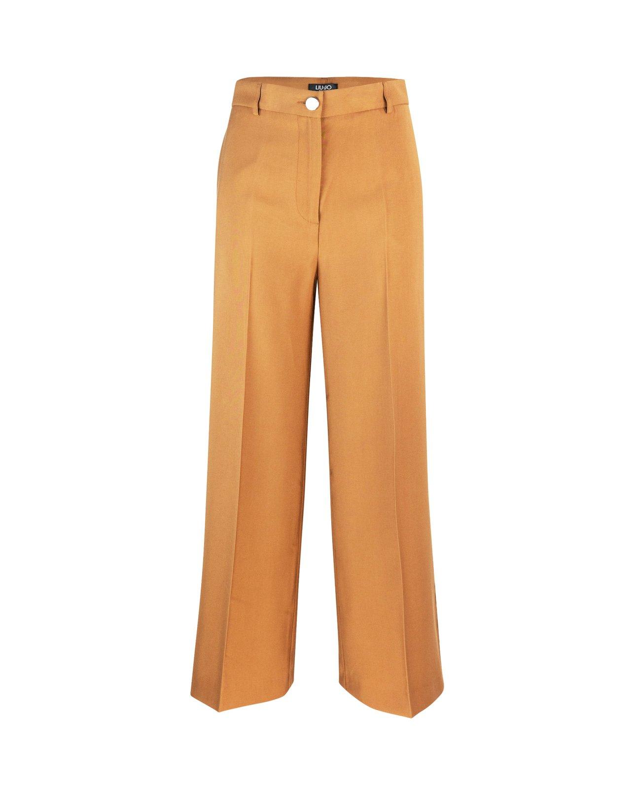 Shop Liu •jo High-waist Wide-leg Cropped Trousers In Bronzo