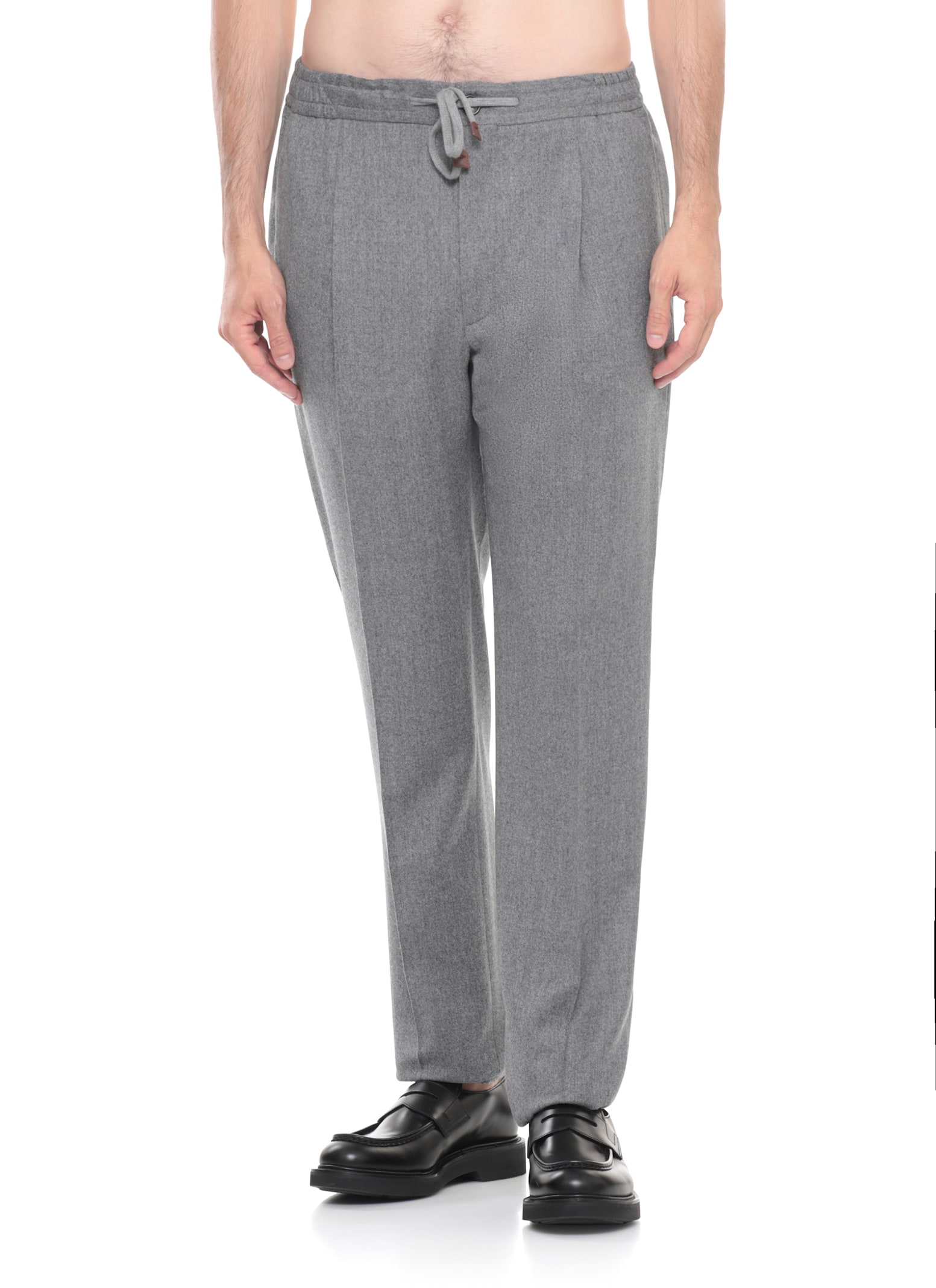 Incotex Drawstring Waist Straight Cut Trousers In Gray