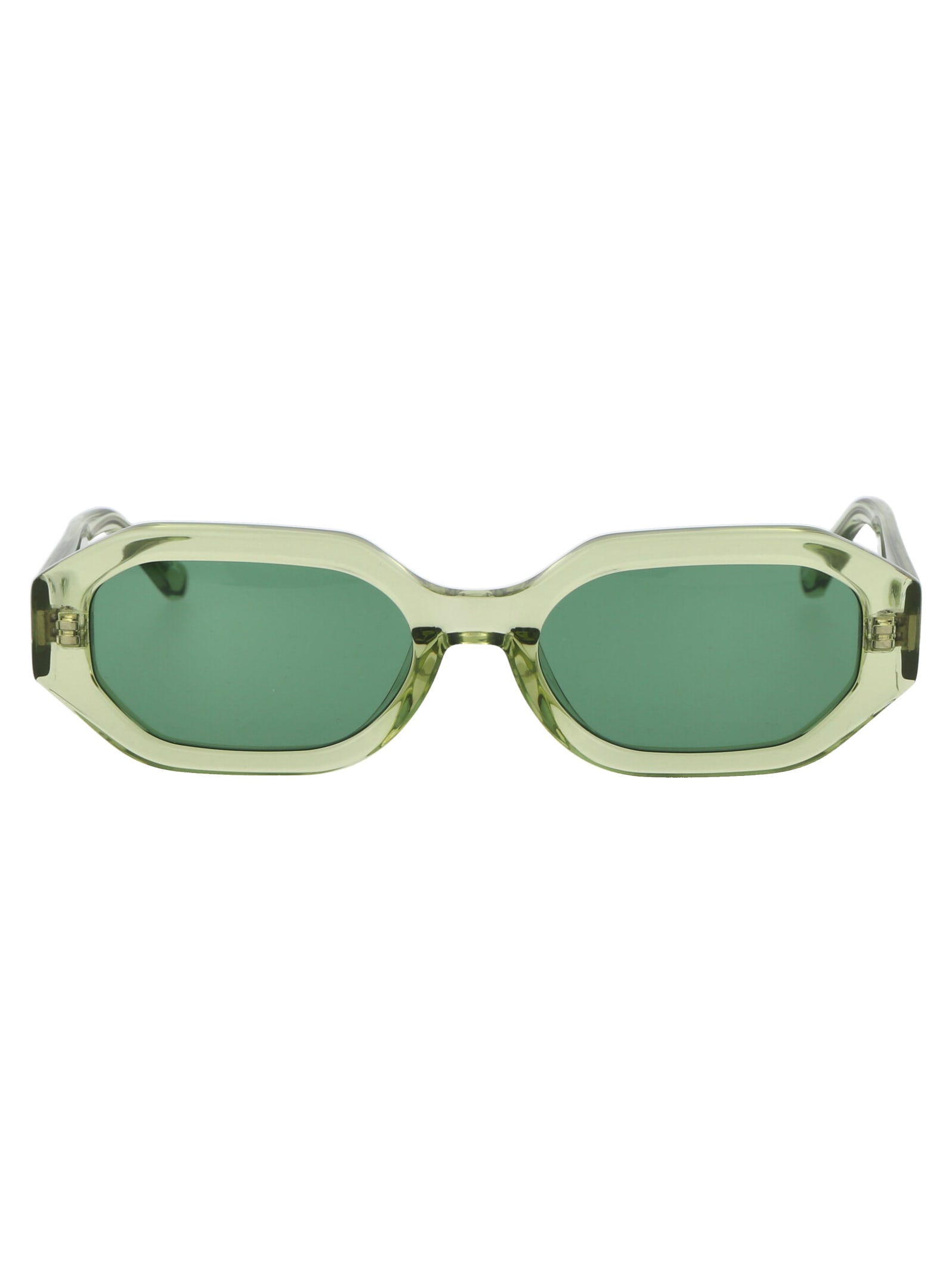 Shop Attico Irene Sunglasses In Lime/silver/green
