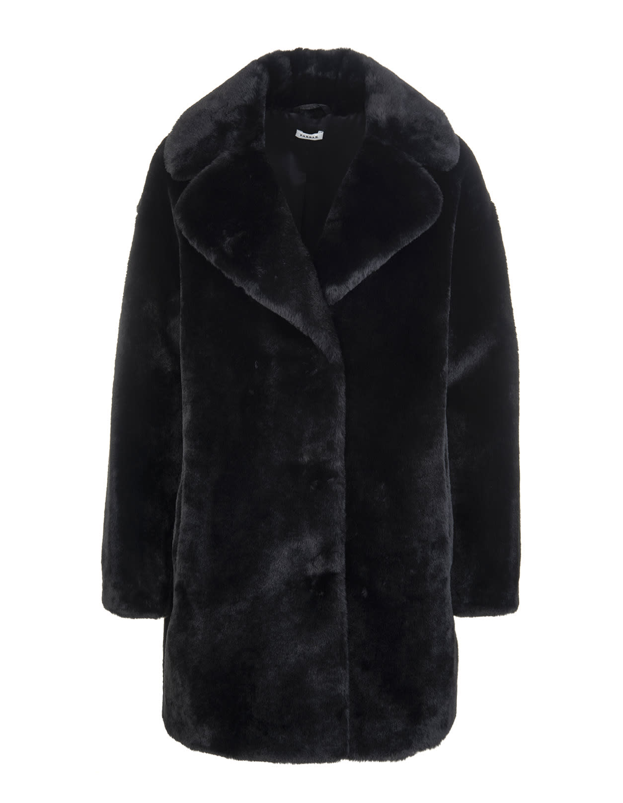 Parosh Woman Black Eco Fur Long Coat