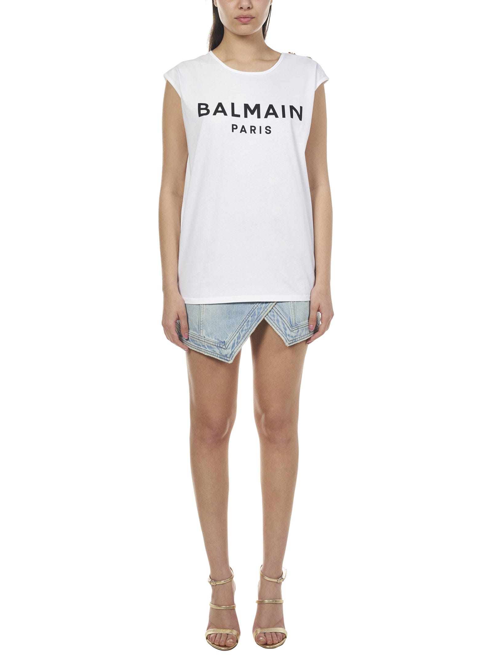 Shop Balmain T-shirt In Bianco/nero