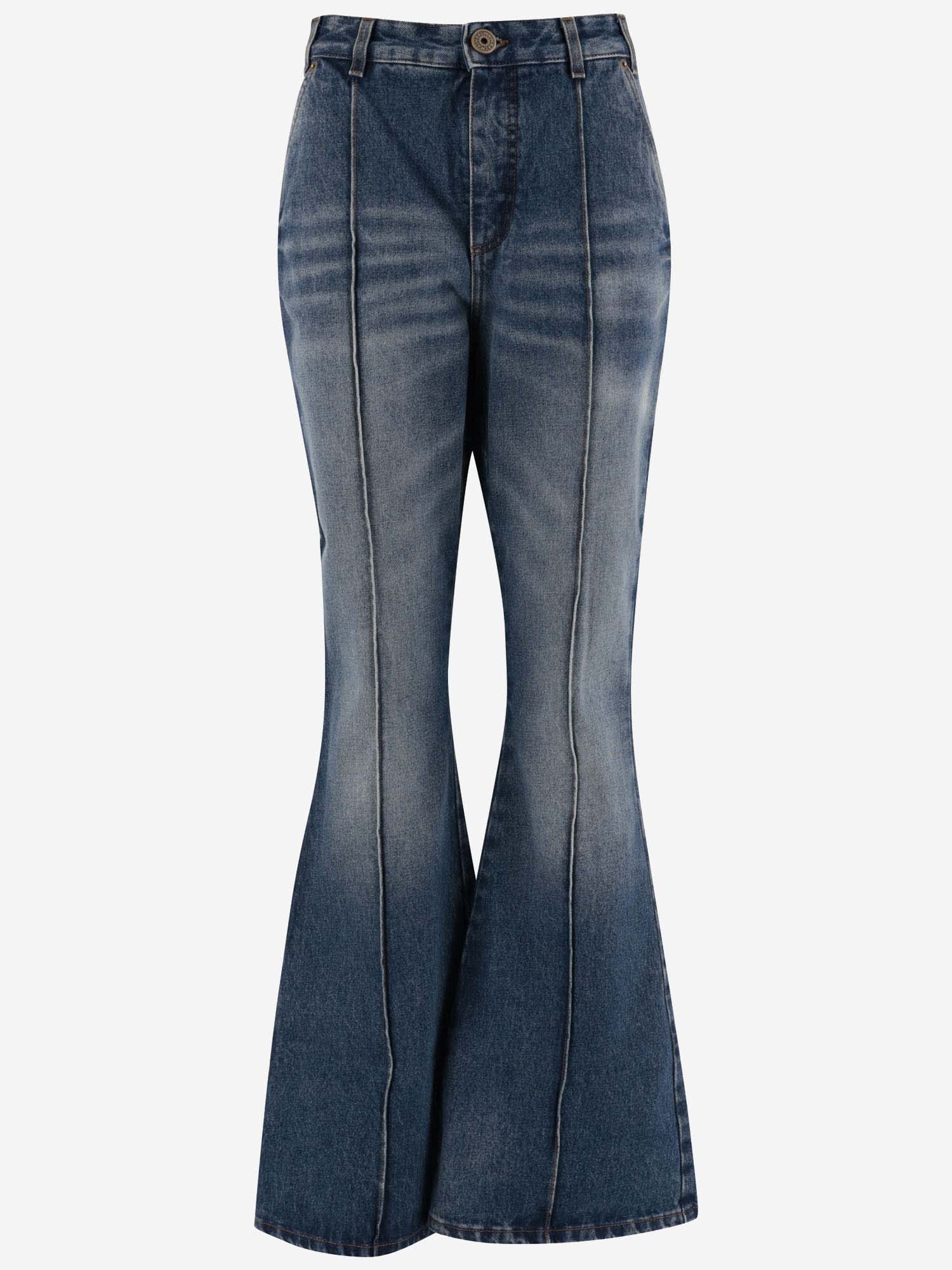 Cotton Denim Flared Jeans