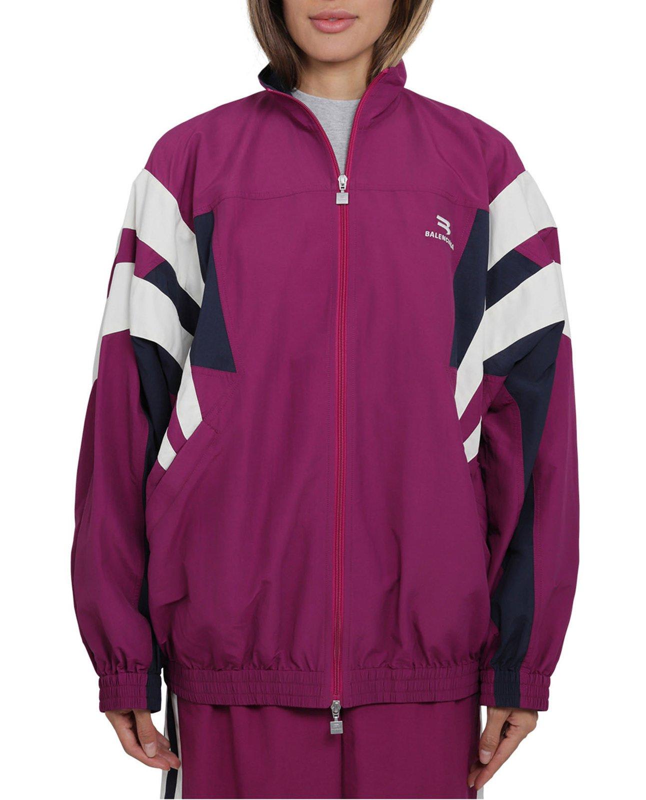 Shop Balenciaga Sporty B Tracksuit Jacket In Purple