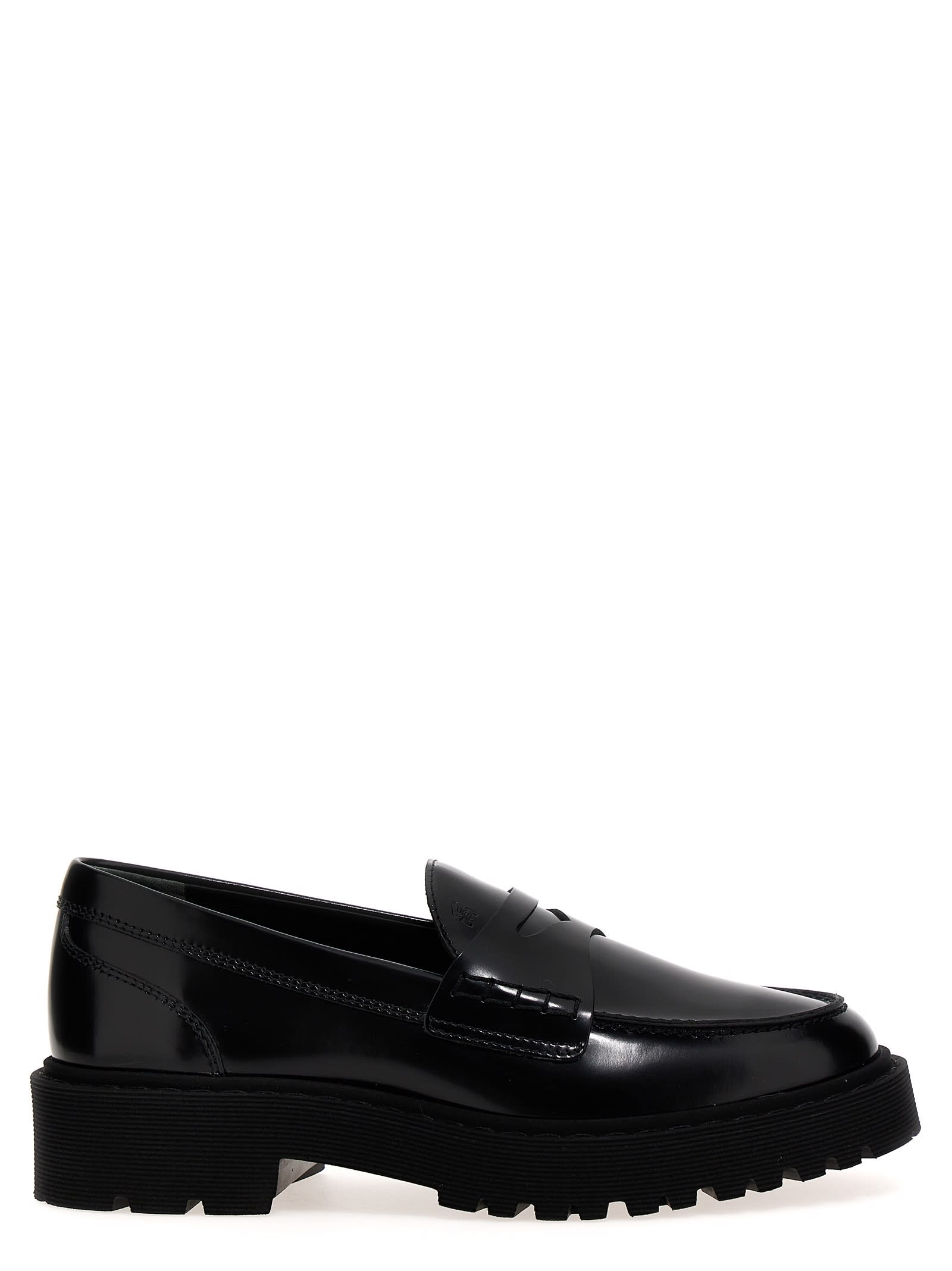 Shop Hogan H543 Loafers In Black