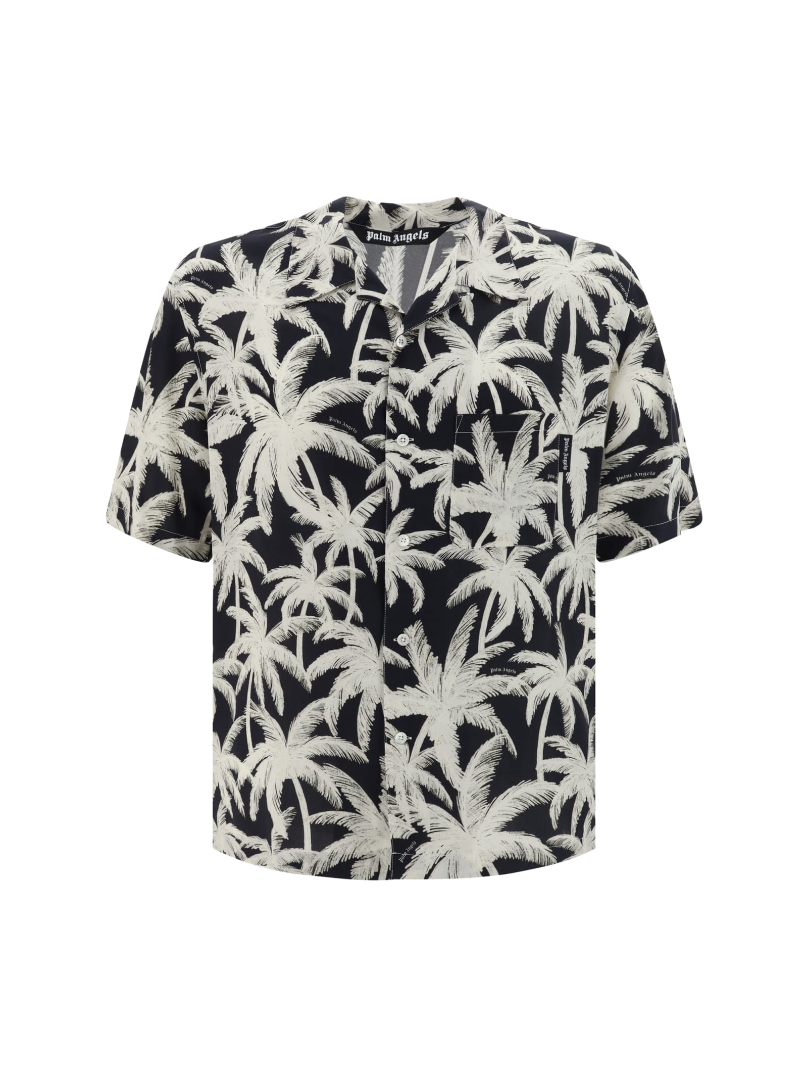 Shop Palm Angels Shirt In Nero/off White