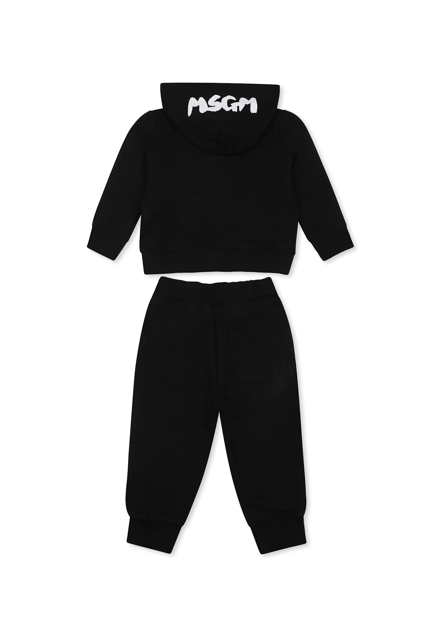 Msgm Black Suit For Babykids With Logo In Black