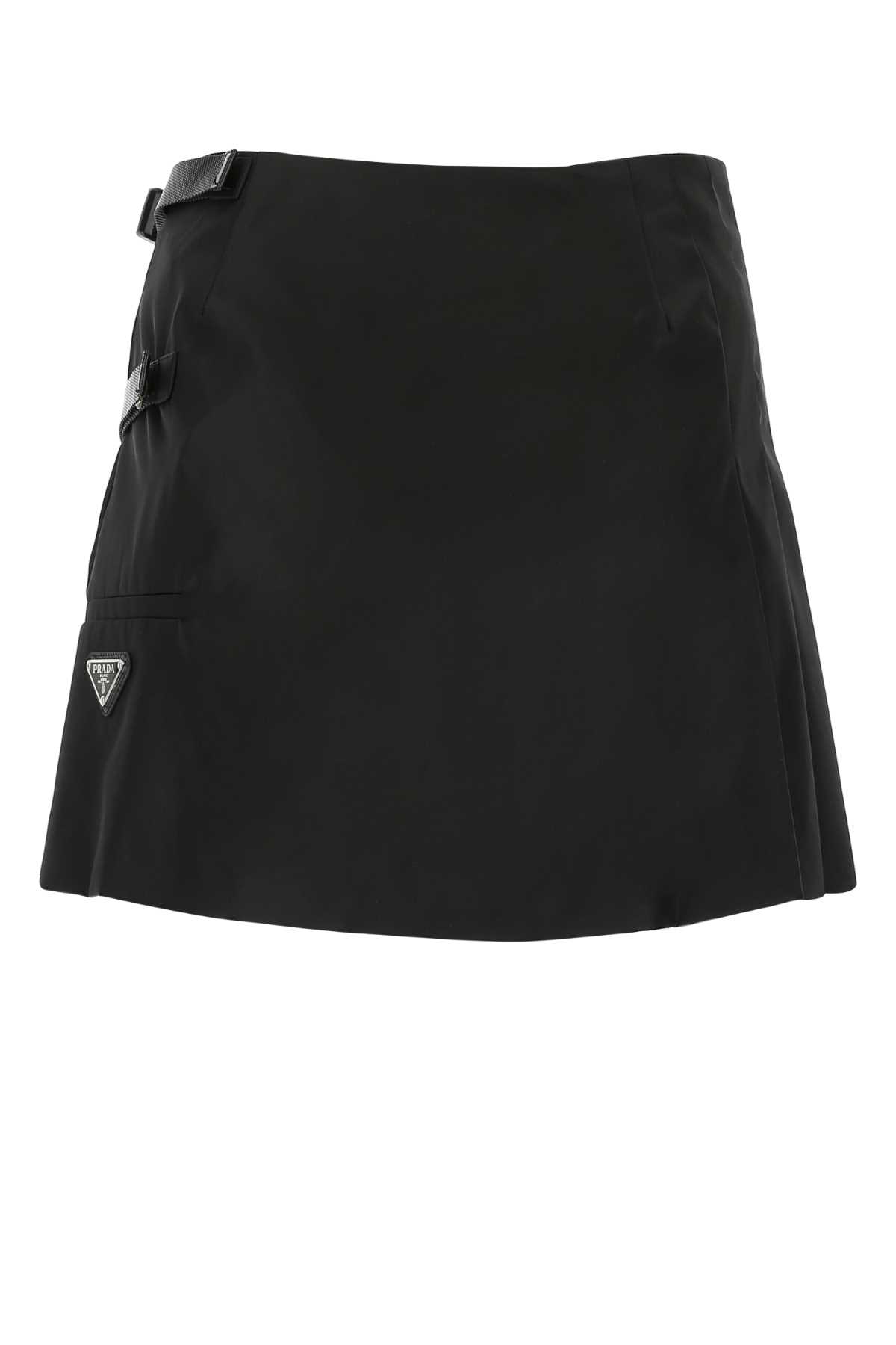 Prada Black Nylon Mini Skirt In F0002