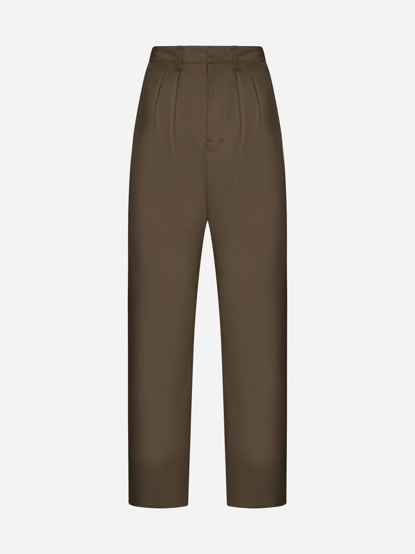 Lemaire Wool-blend Trousers In Mu065 Taupe Melange