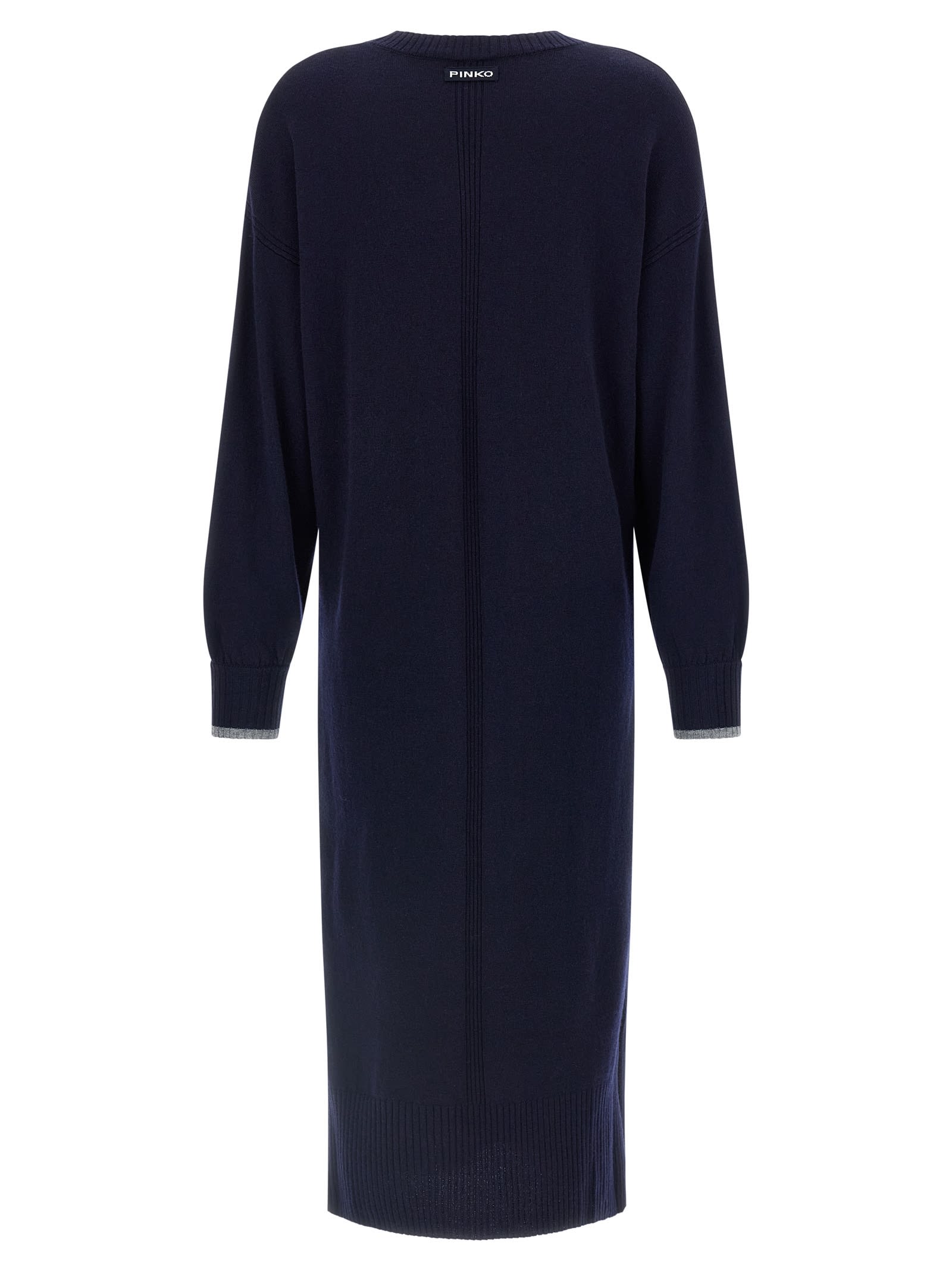 Pinko Crew-neck Contrast-trim Maxi Dress In Multi