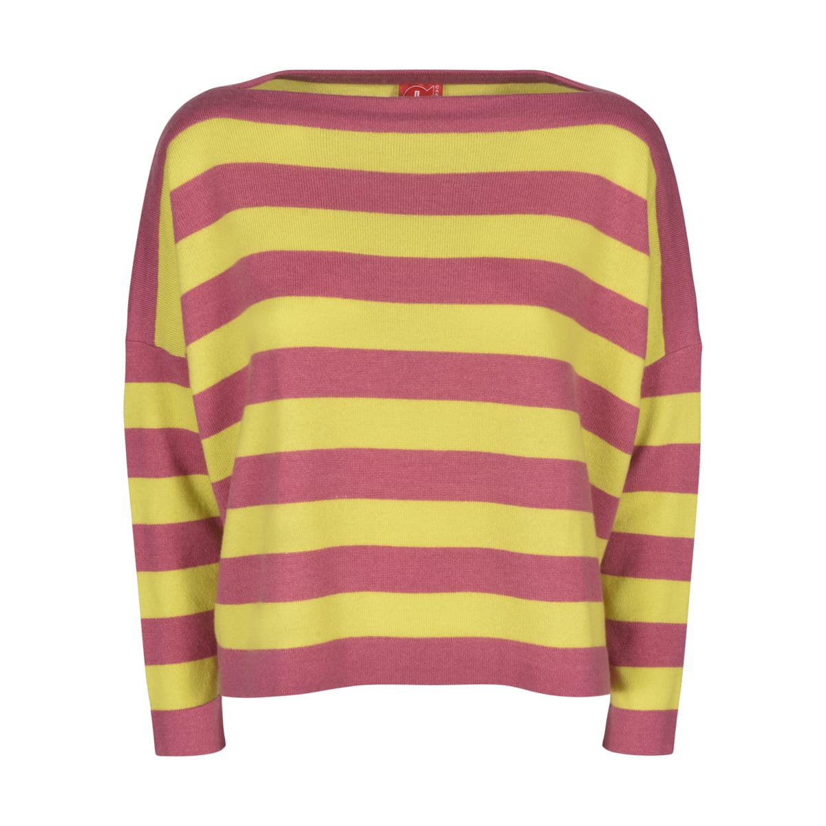 F cashmere Wide Neck Striped Sweater