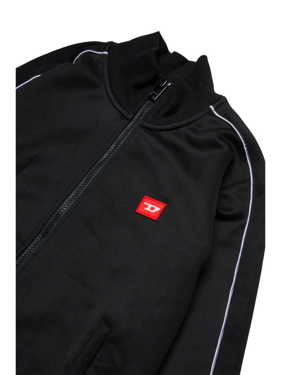 Diesel Felpa A Zip In Triacetato Con Patch D Rossa In Black