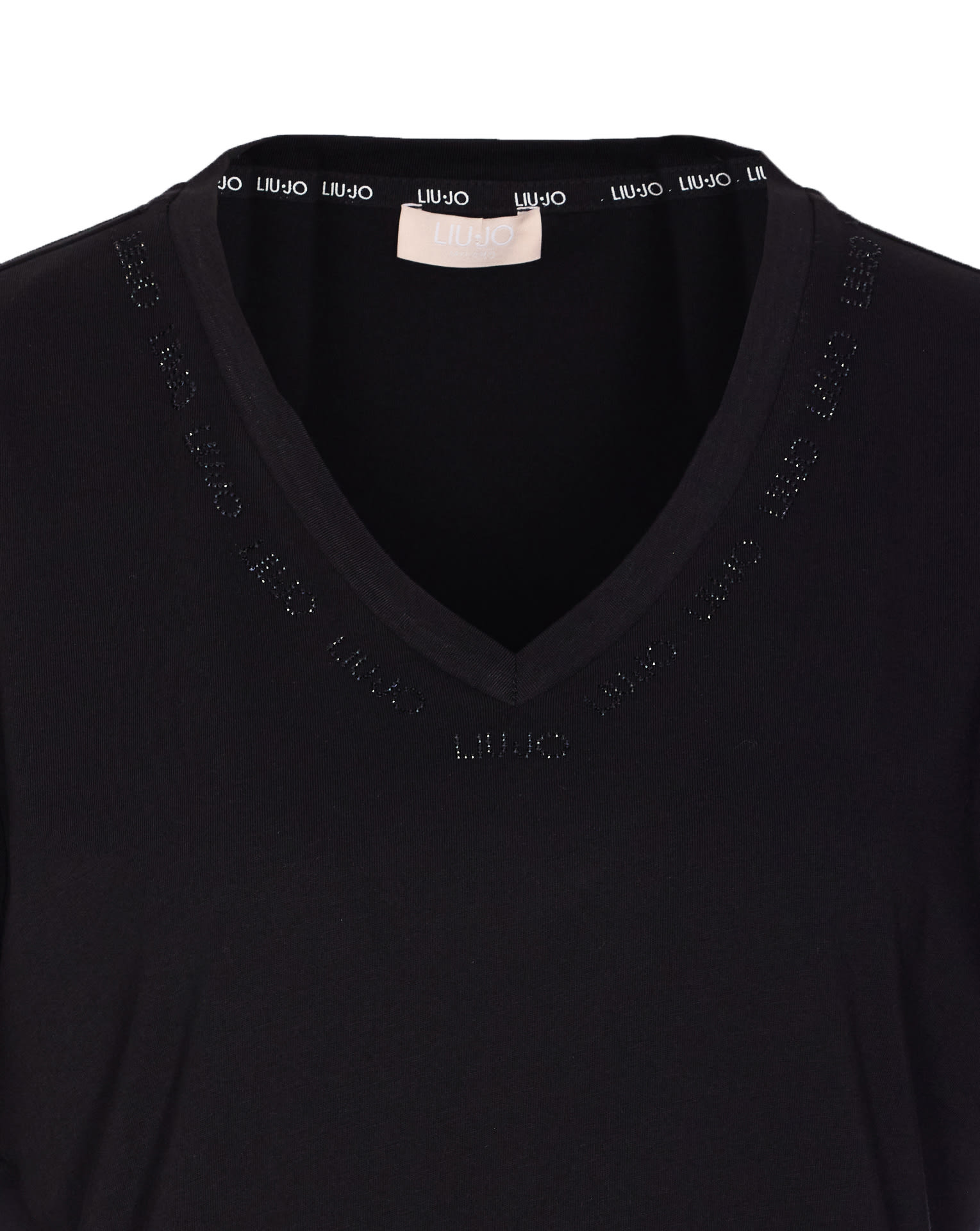 Liu •jo V-neck T-shirt Short Sleeves In Black