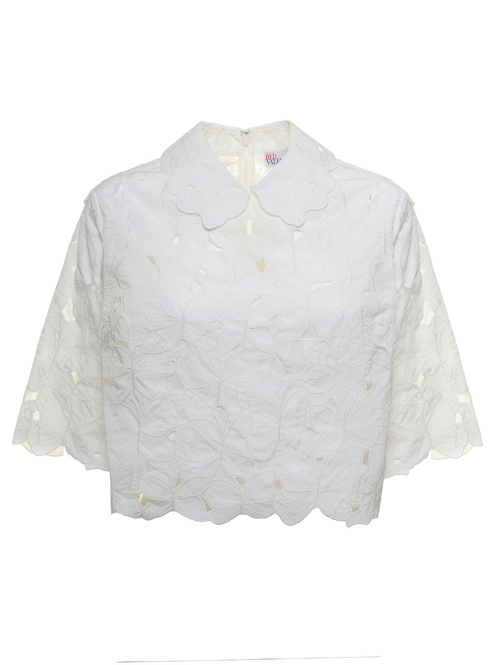 RED Valentino White Embroidered Butterfly Shirt