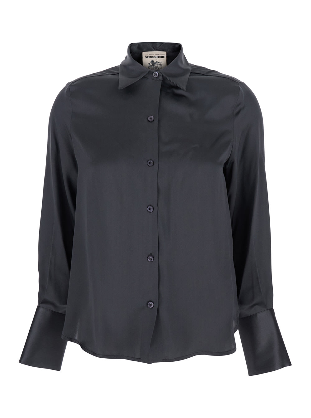Semicouture Grey Shirt With Classic Collar In Silk Woman In Gray