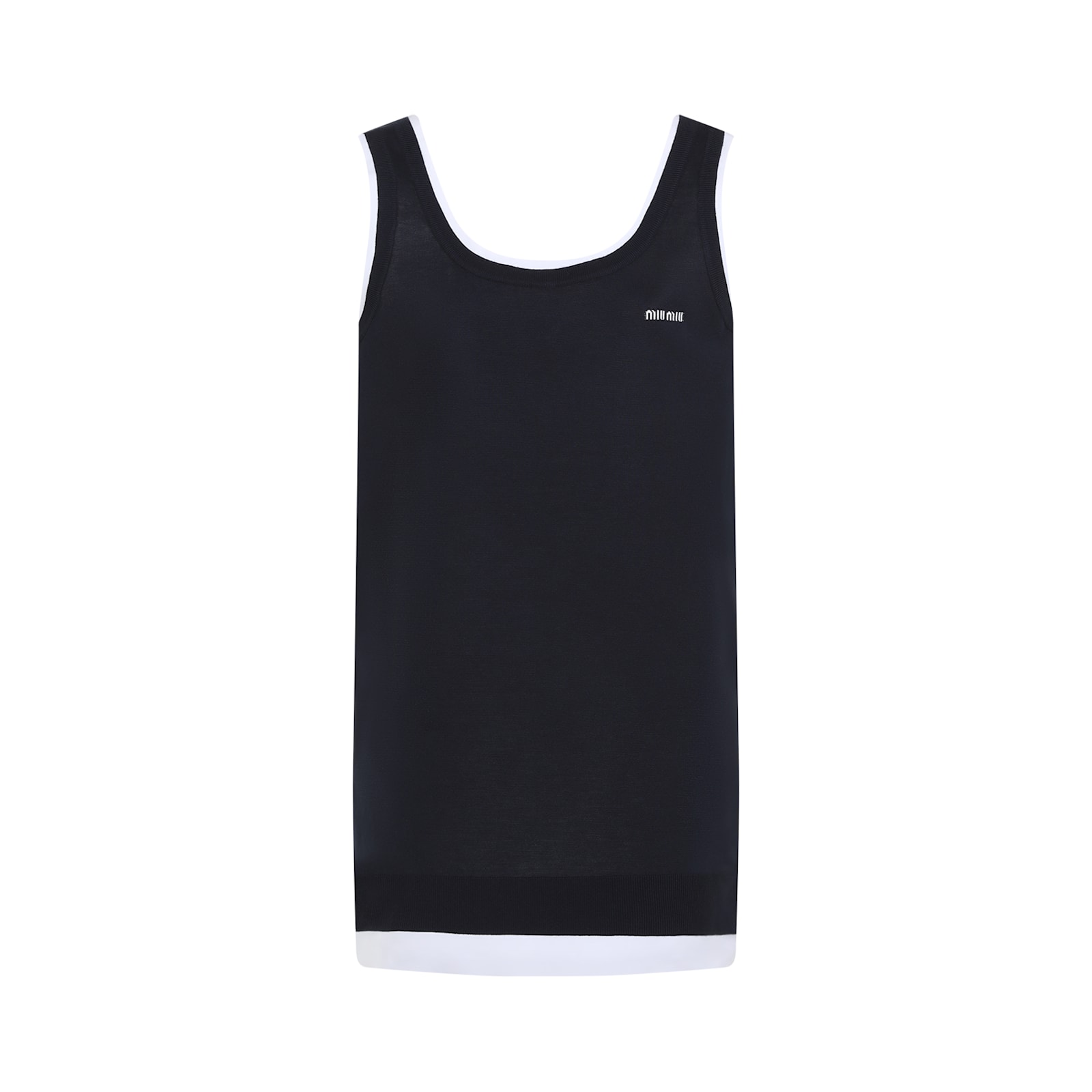 Miu Miu Dark Blue Stretch Silk Blend Dress In Blubianco