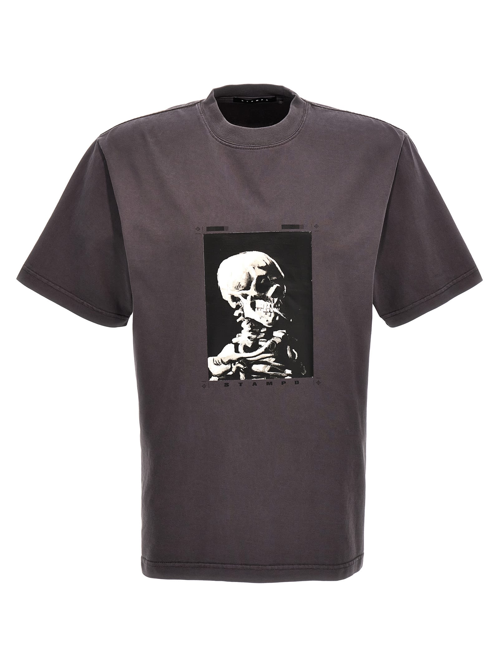 Shop Stampd Skeleton Garment T-shirt In Gray