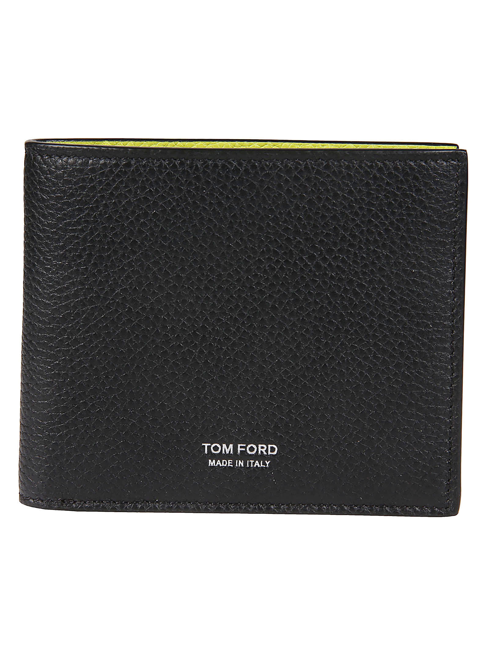Tom Ford Two-tone Classic Bifold Wallet In Black/lime