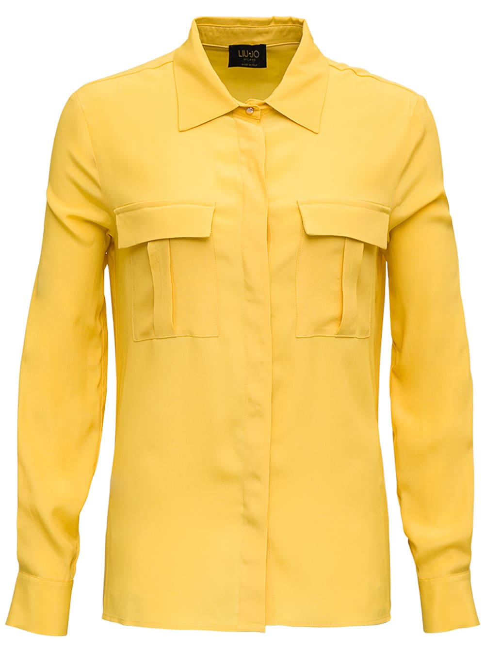 Liu-Jo Yellow Silk Blend Shirt With Pockets