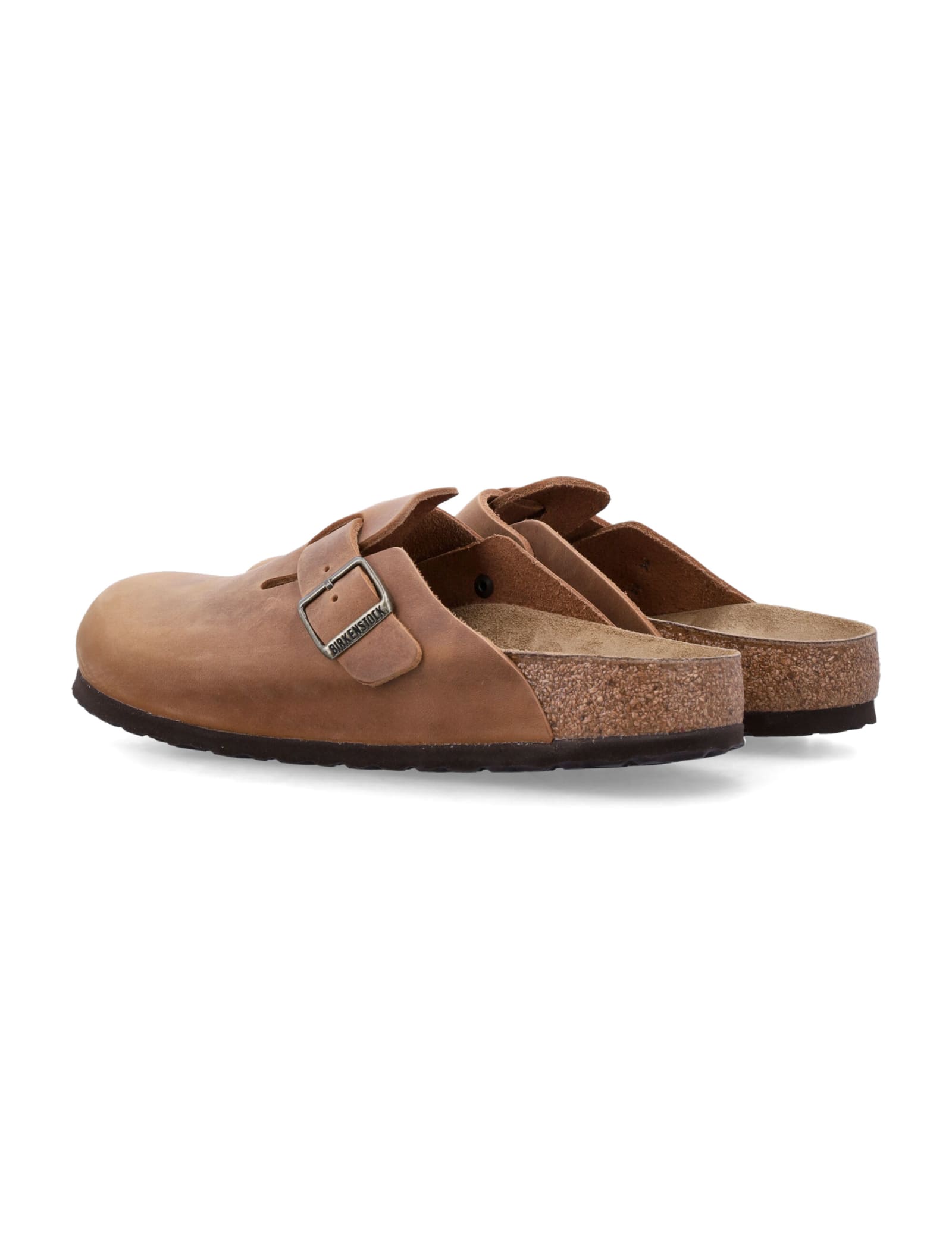 Birkenstock Oiled Leather Clogs Buckle Detail In Cognac