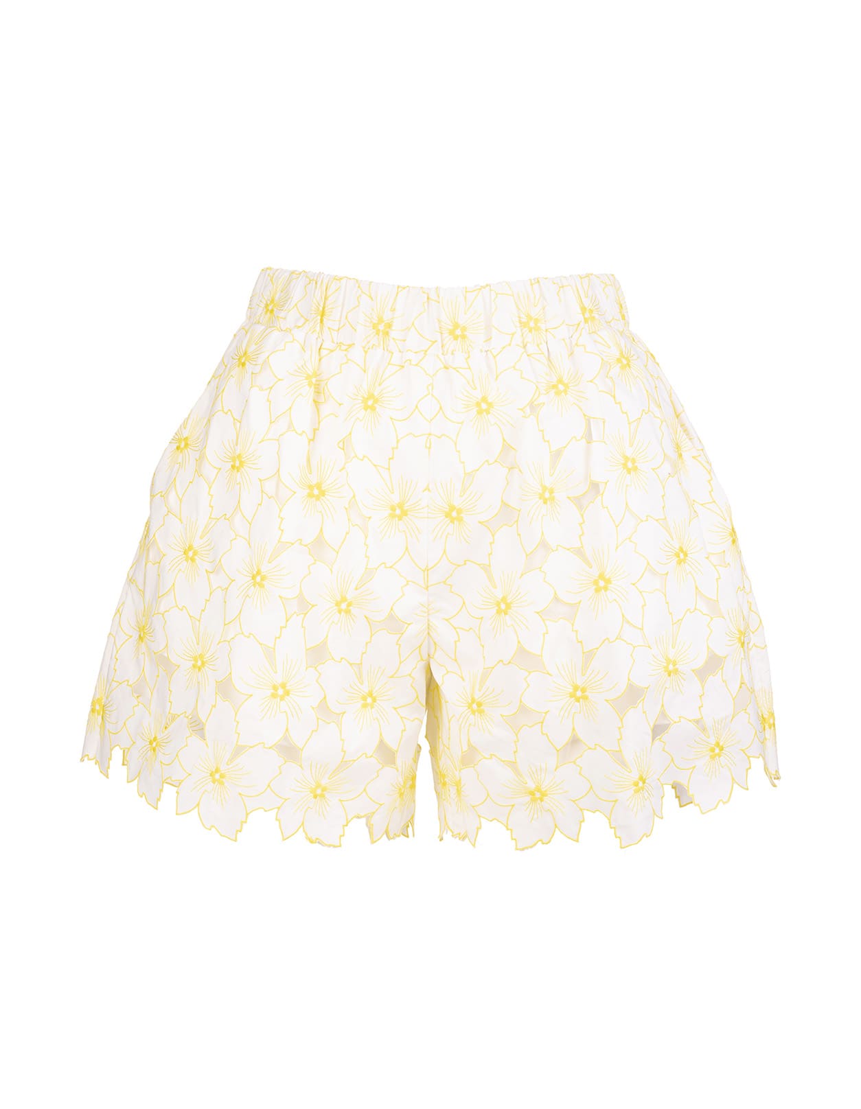 RED Valentino White And Yellow Floral Shorts