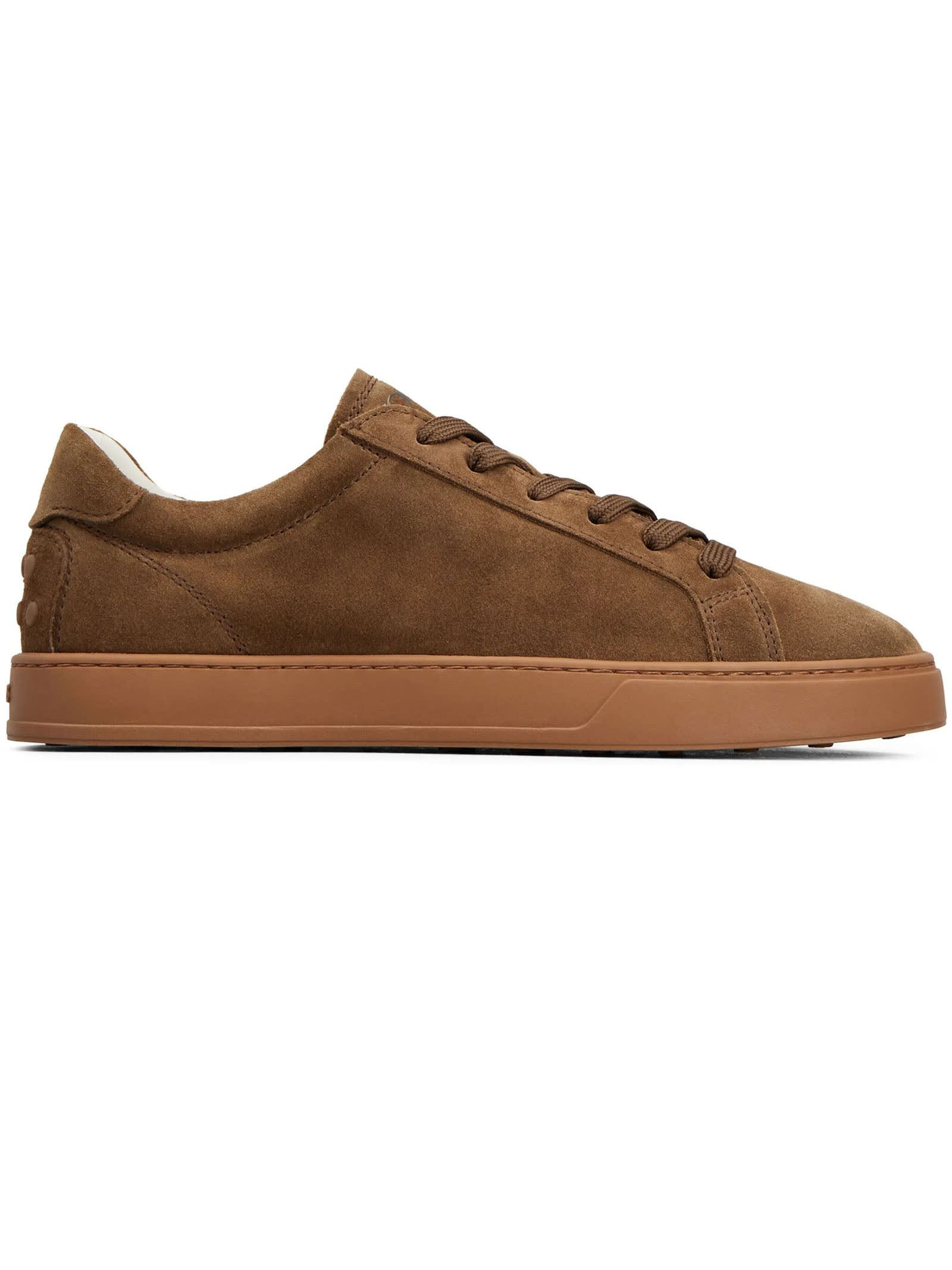 Tod's Brown Calfskin Suede Upper Sneakers