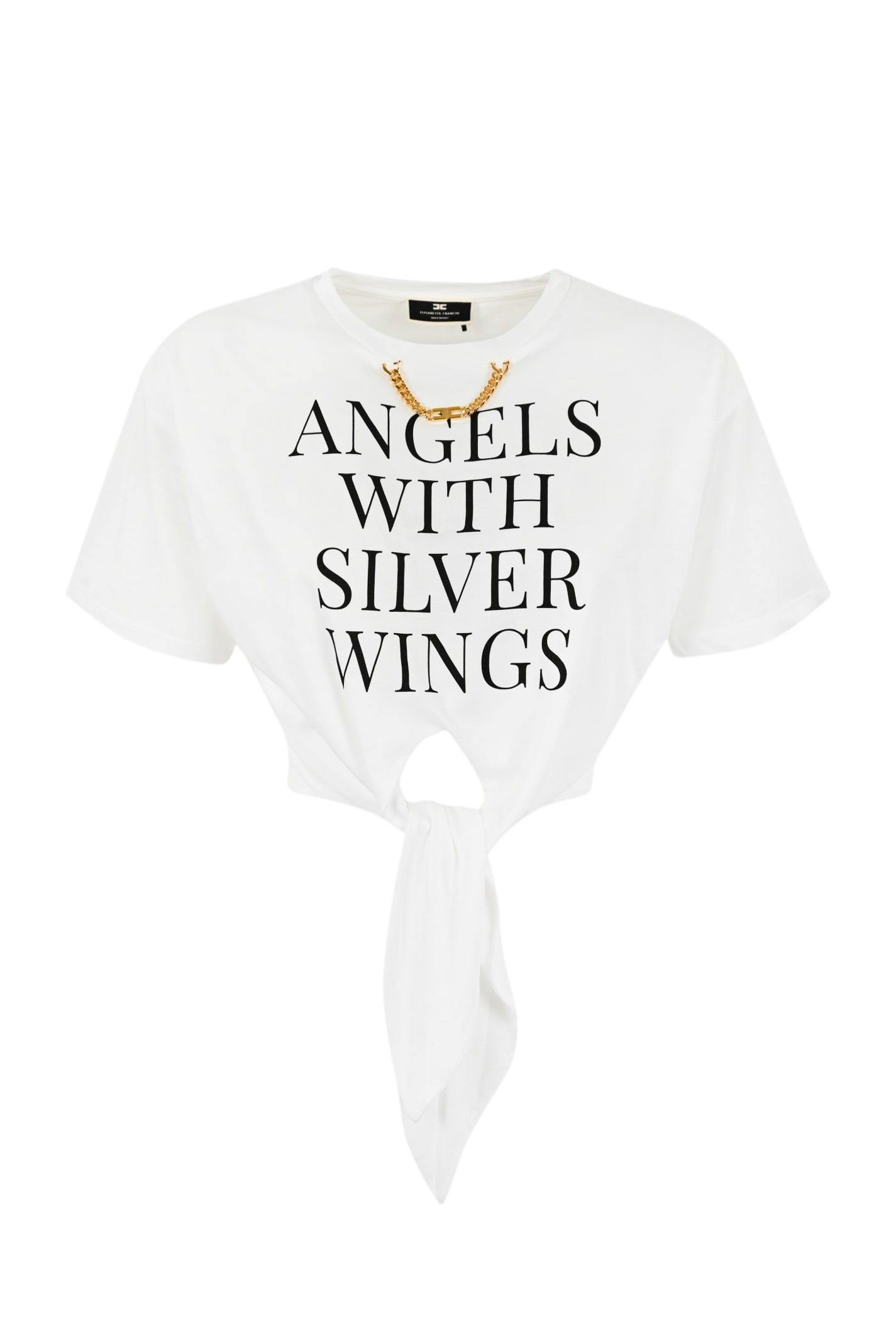 ELISABETTA FRANCHI CROPPED T-SHIRT WITH KNOT