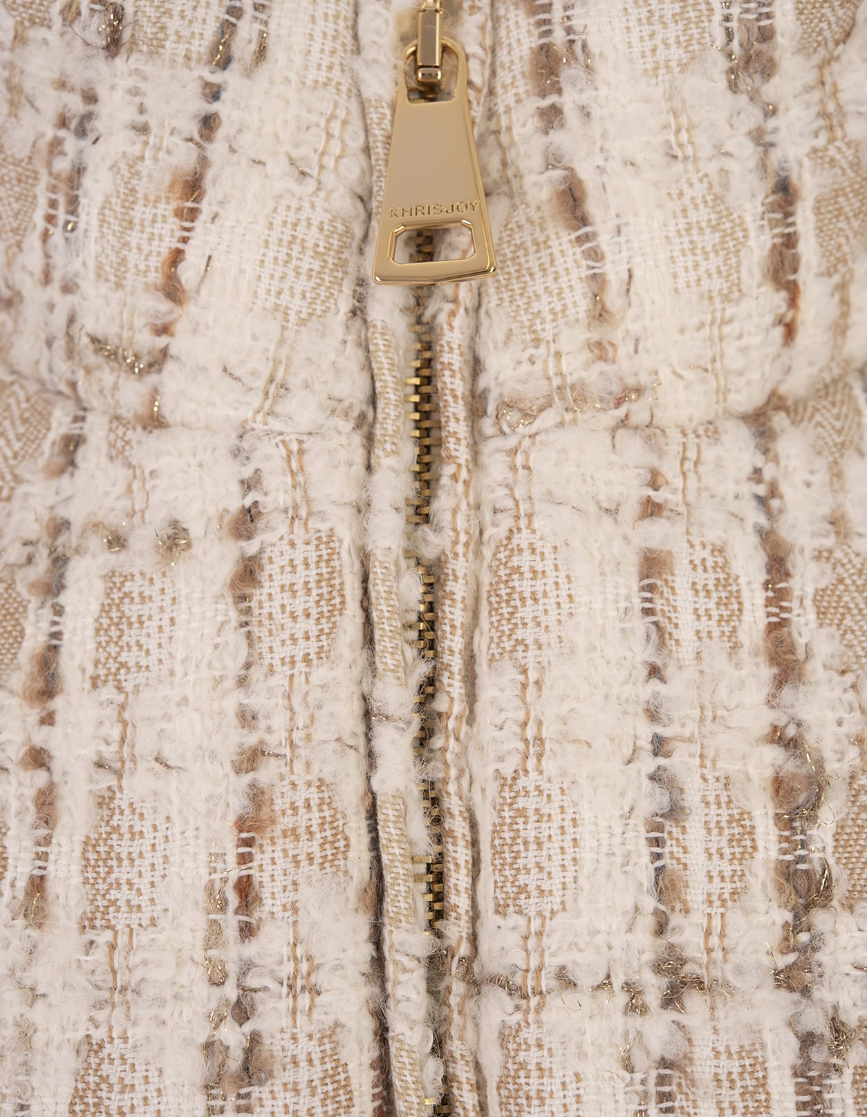 KHRISJOY BEIGE TWEED JOY CROPPED VEST 