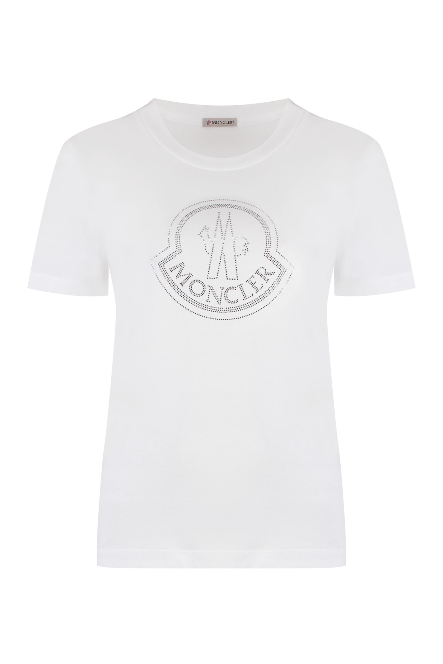 Shop Moncler Cotton Crew-neck T-shirt In White